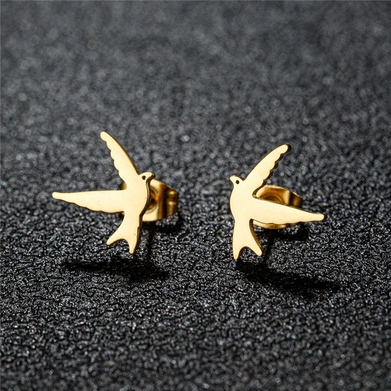 Jewelry Swallow Bird Mini Stud Earrings Charm Earring Gift Size ONE SIZE - 2 Thumbnail