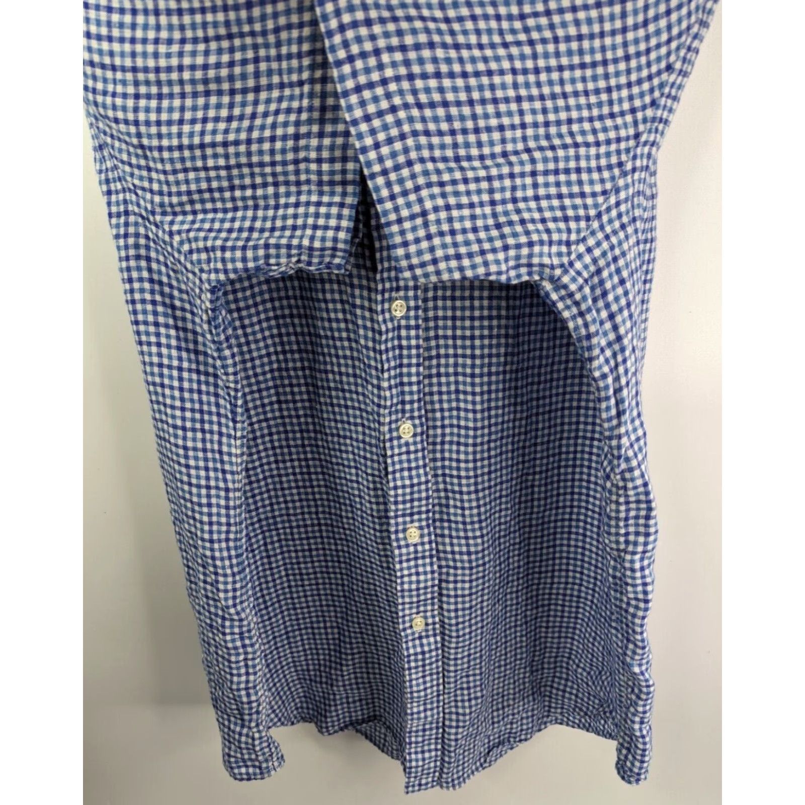 Ralph Lauren Ralph Lauren Linen Shirt Men's XL Blue Checked Button-Down Short Sleeve Vintage Size US XL / EU 56 / 4 - 2 Thumbnail