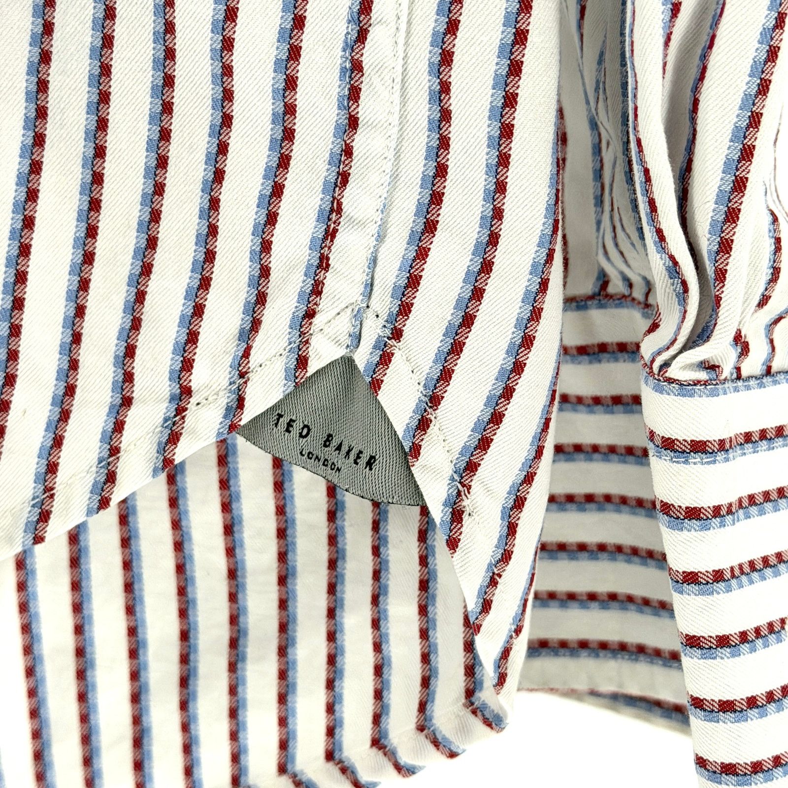 Ted Baker London Blue Red White Striped Tailored Dress Shirt
