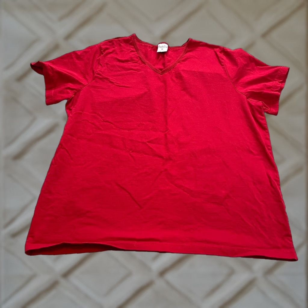 Vintage VINTAGE Cascade Blues Shirt Womens 2X Red Short Sleeve V Neck Cotton Tee Top Size XXL / US 16-18 / IT 52-54 - 1 Thumbnail