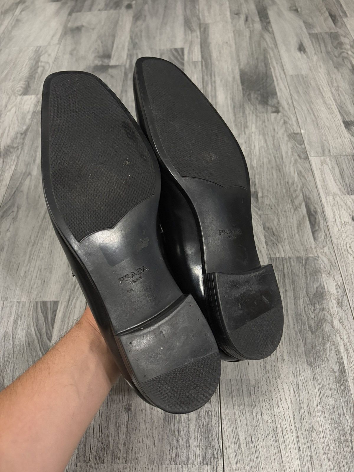 Prada Prada Black Leather Penny Loafers Size US 10.5 / EU 43-44 - 7 Thumbnail