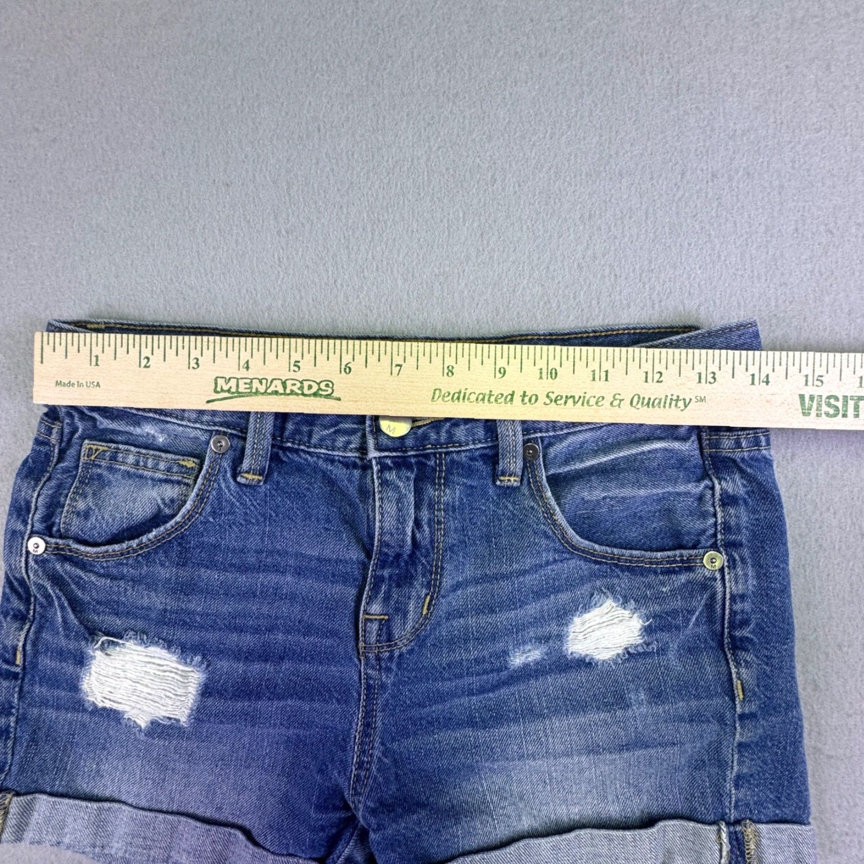 Mossimo VINTAGE Mossimo Shorts Women's Denim Boyfriend Midi Blue Distressed Cuffed 00 Tall Size 29" - 2 Thumbnail