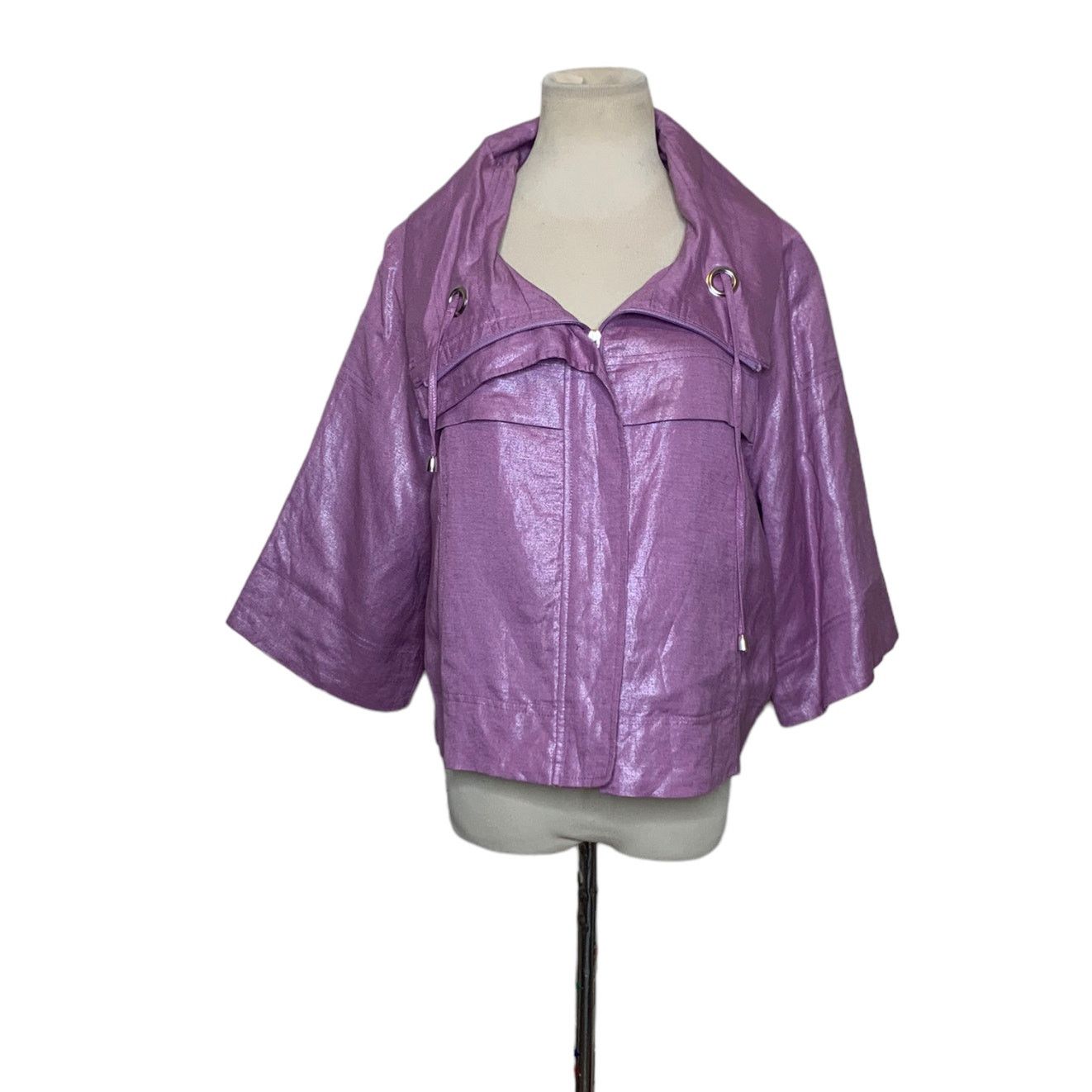 Sandro Sandro purple 3/4 sleeves zipper jacket size Large Size L / US 10 / IT 46 - 8 Thumbnail