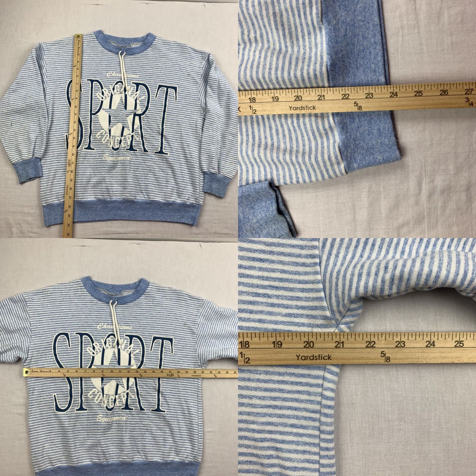 Vintage VINTAGE Sweatshirt Adult Small Blue Striped Drawstring Pullover 90s Beach Mens Size US S / EU 44-46 / 1 - 8 Thumbnail