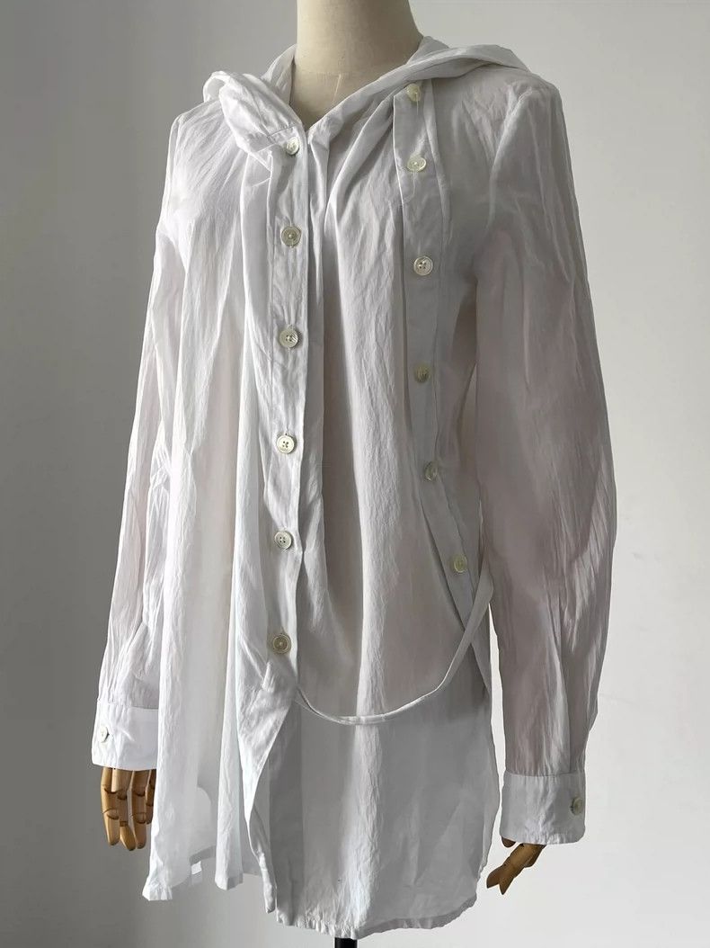 Ann Demeulemeester Ann Demeulemeester Double-breasted Hooded Shirt-dmc Size US S / EU 44-46 / 1 - 1 Thumbnail