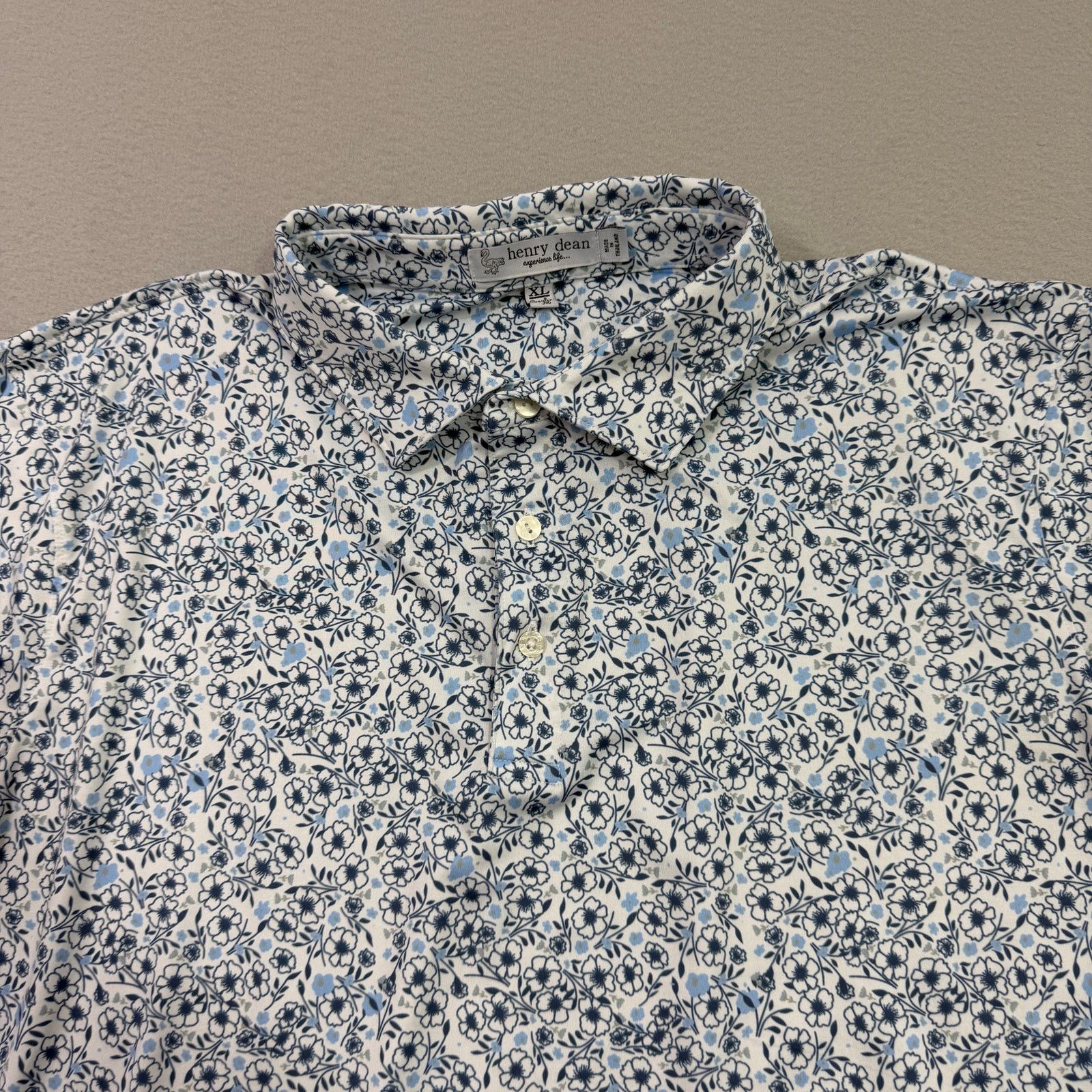 Other Henry Dean Sleepy Floral Print Performance Knit Polo Shirt Size US XL / EU 56 / 4 - 2 Thumbnail