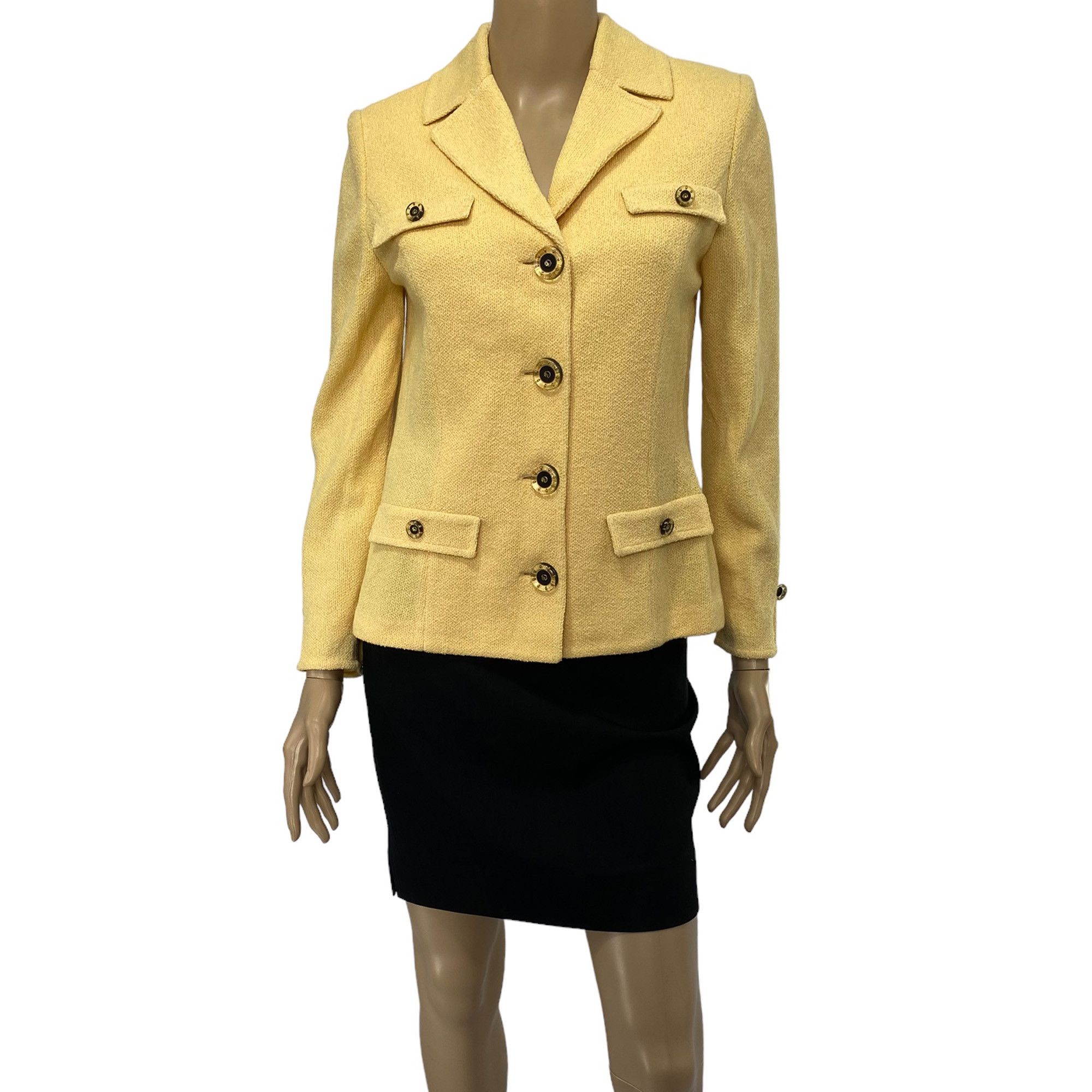 image of St John Couture x Vintage St John Collection By Marie Gray Vintage Tweed Jacket in Yellow, Women's 