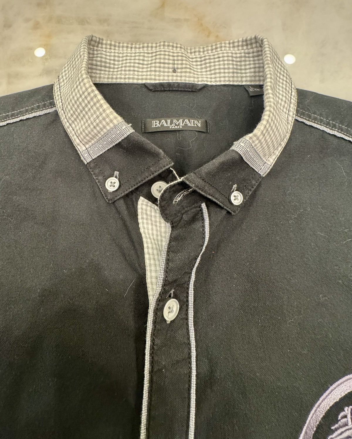 Balmain Balmain Paris Big Logo Button-down Long Sleeve Shirt Size US L / EU 52-54 / 3 - 4 Thumbnail