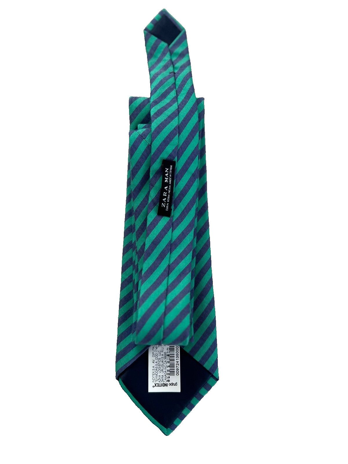 Zara Zara Man Stripe Cotton Silk Tie Green / Blue Size ONE SIZE - 2 Thumbnail