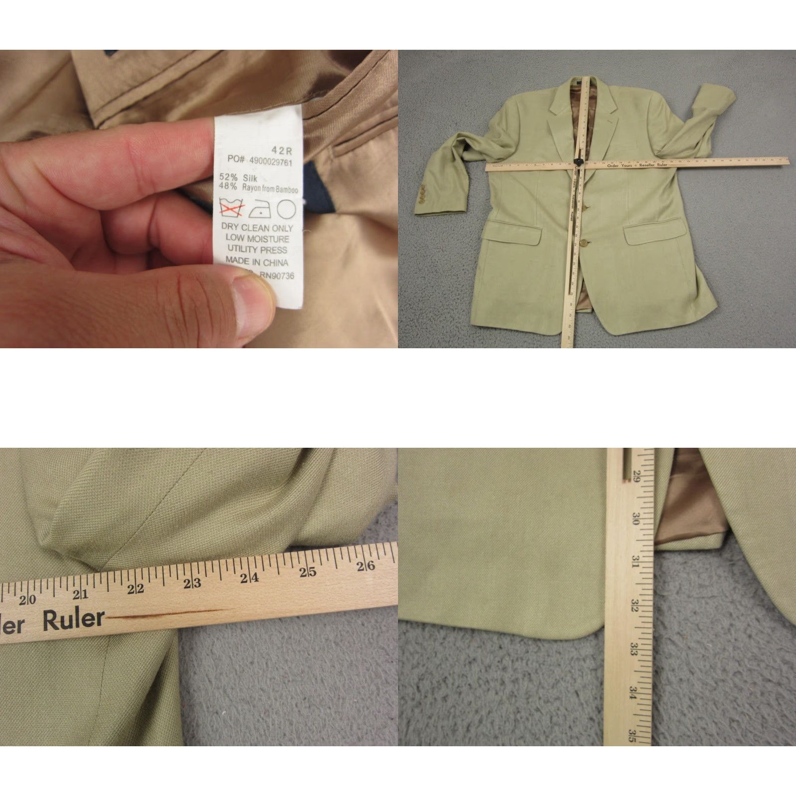 Ralph Lauren Ralph Lauren Jacket Blazer Mens 42 R Beige Silk Blazer Notch Lapel Single-Breasted 80s 90s Vintage (Used) Size 42R - 8 Thumbnail