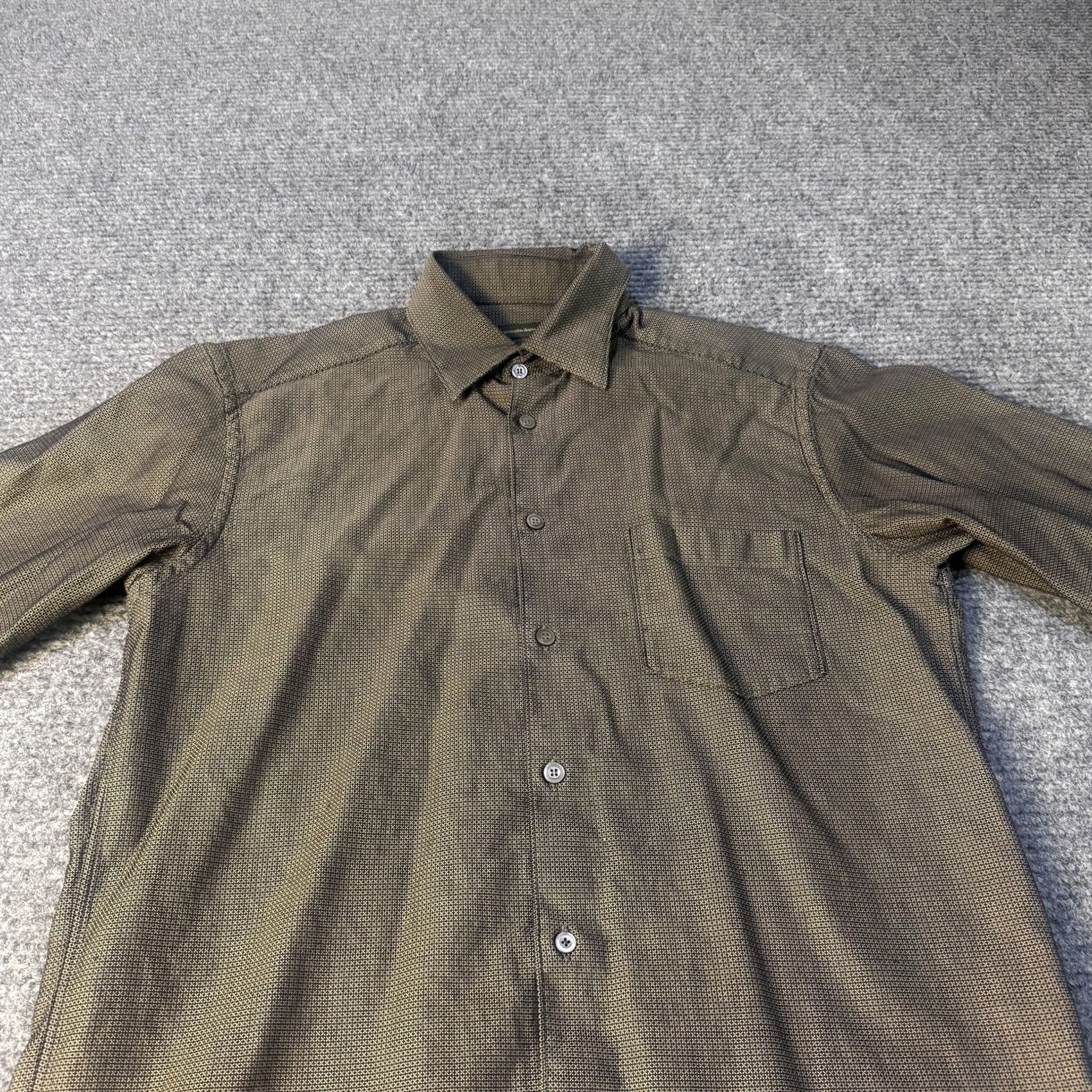 Ermenegildo Zegna Ermenegildo Zegna Shirt Mens Large Brown Green Long Sleeve Cotton Button Up Size US L / EU 52-54 / 3 - 2 Thumbnail