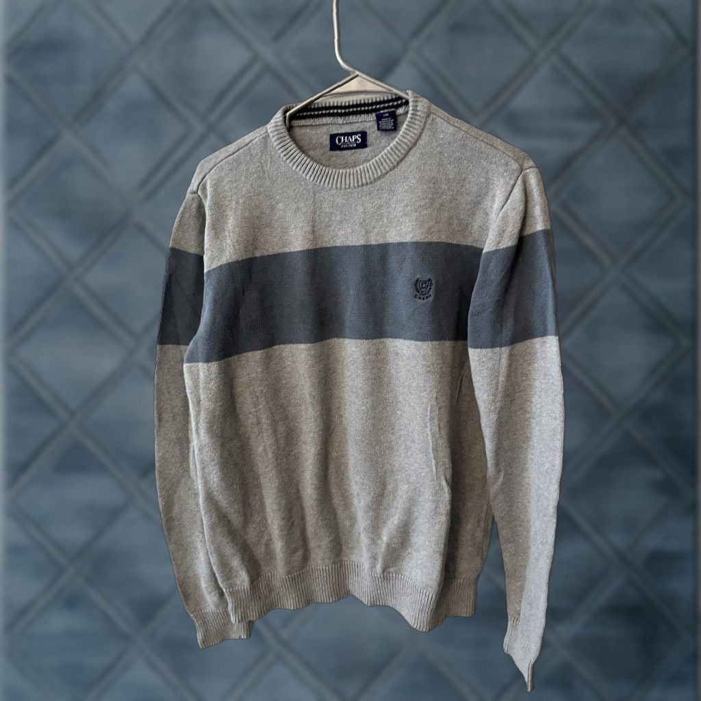 Chaps VINTAGE Chaps Men Heavy Long Sleeve Crew Neck Sweater L Gray 100% Cotton Embroidered Logo Golf Hiking Walking Mens Regular Sweatshirt Crewneck Size US L / EU 52-54 / 3 - 1 Thumbnail
