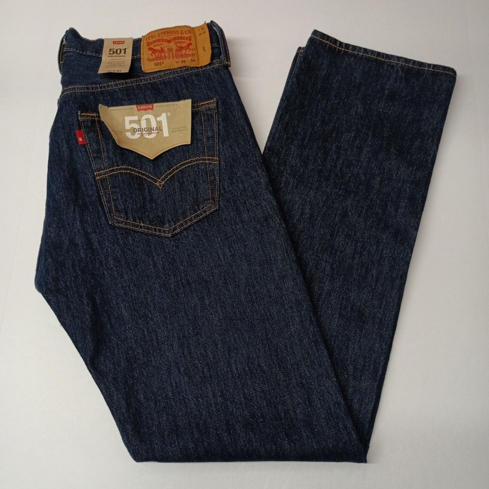 Levi's Levi's 501 Original Jeans Men's 35x34 Blue Regular Straight Size US 35 - 1 Thumbnail