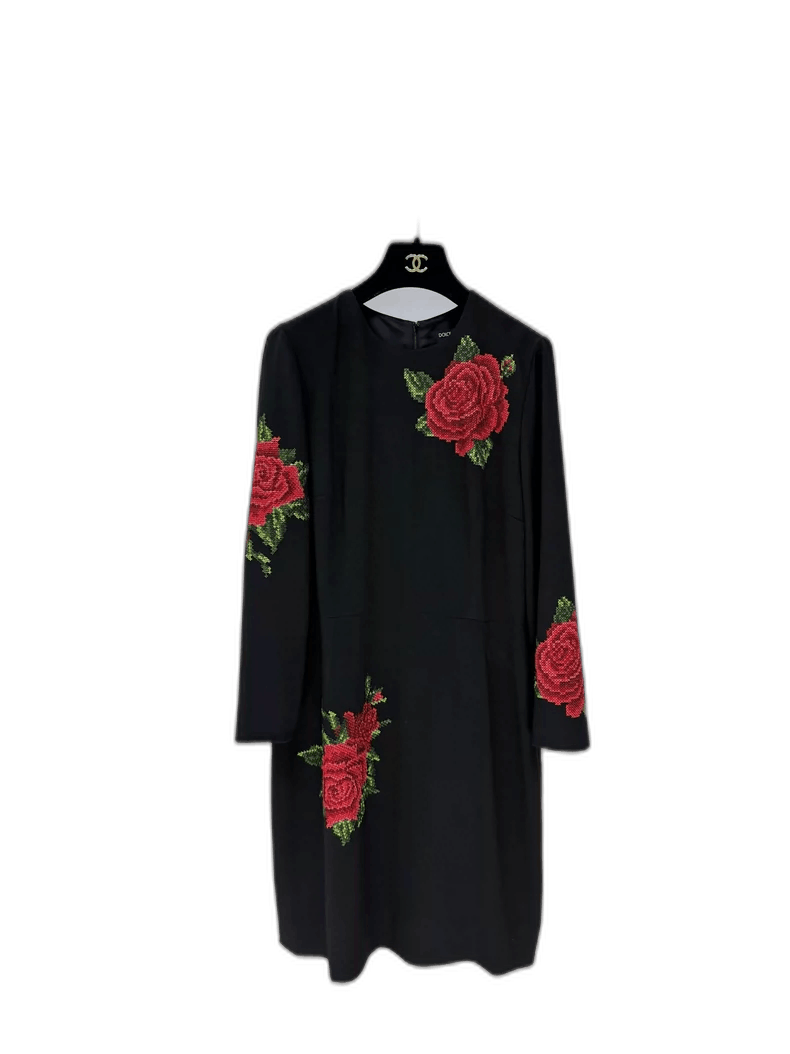 DG Dolce Gabbana Rose Embroidered Dress