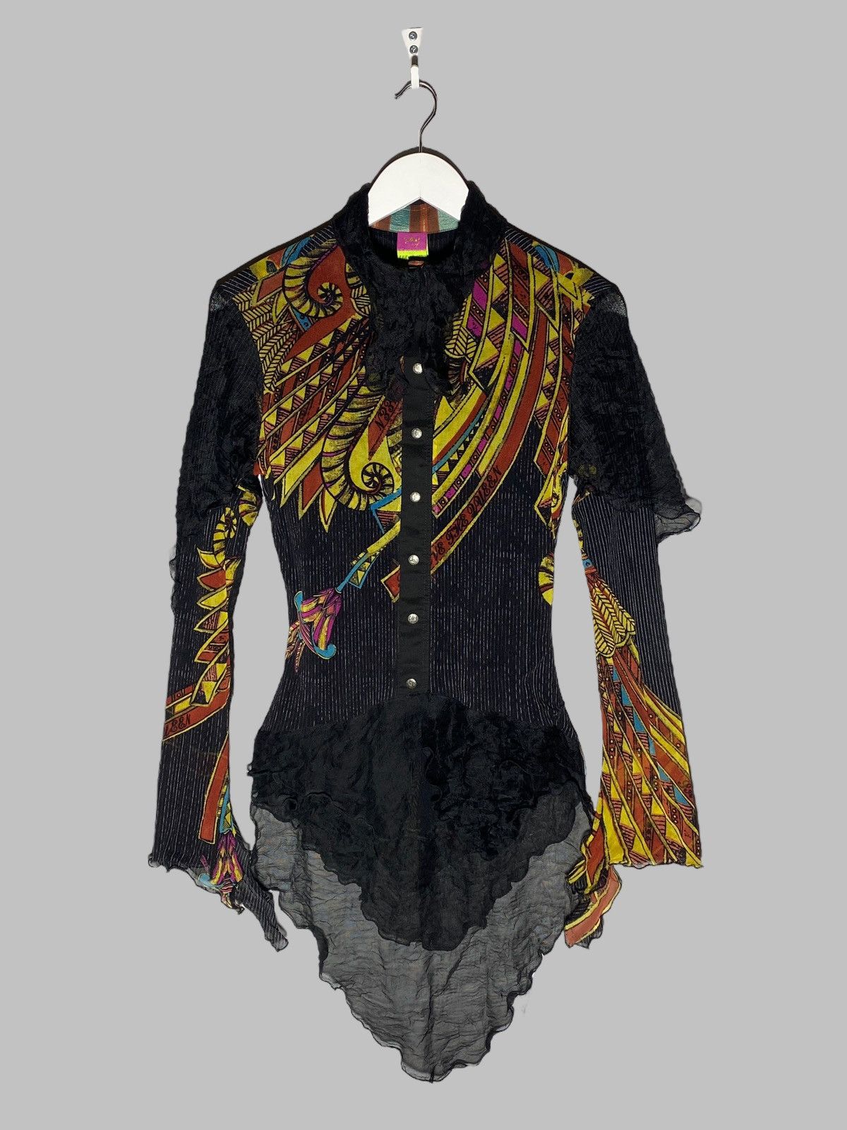 Designer × Vintage Save The Queen Women Art To Wear Top Blouse Button Up Size S / US 4 / IT 40 - 1 Thumbnail