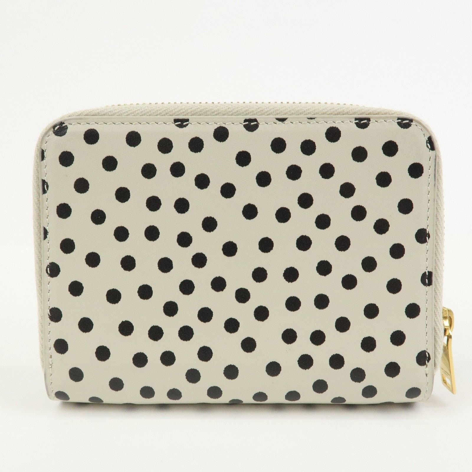 Saint Laurent Paris Saint Laurent Dot Print Zippy Compact Wallet Calfskin Cream Size ONE SIZE - 2 Thumbnail