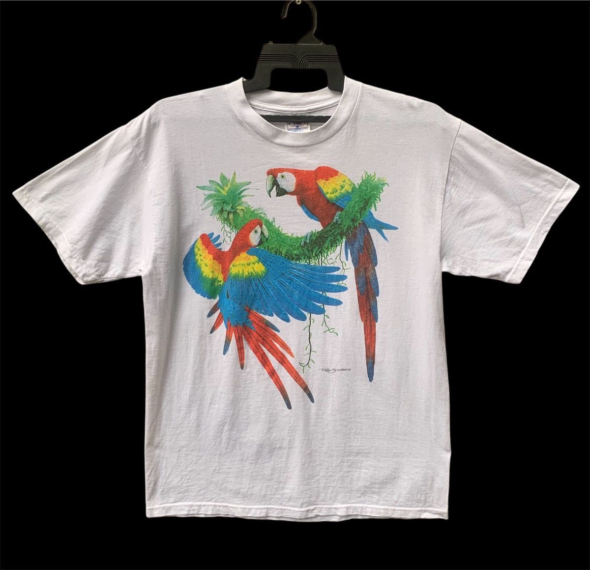 Other Vintage Artwork Couple Parrots by Roger Swainston T Shirt Size US L / EU 52-54 / 3 - 1 Thumbnail