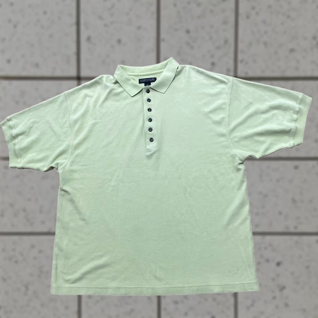 Vintage VINTAGE Structure Polo Shirt Men XL Green 90s Casual Golf Business 6 Buttons Size US XL / EU 56 / 4 - 1 Thumbnail