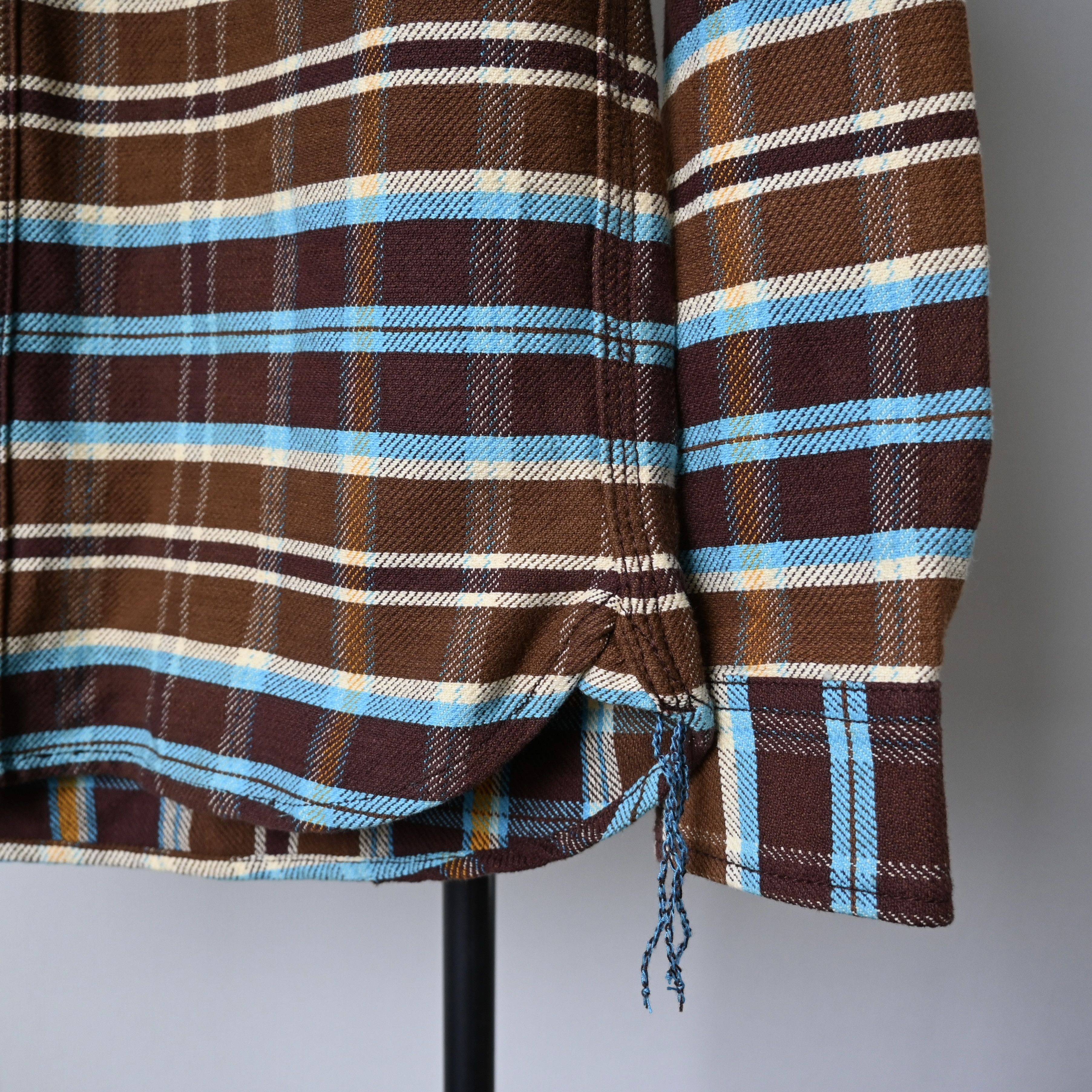 Japanese Brand UNUSED, Houston heavyweight flannel shirt, brown x turquoise Size US M / EU 48-50 / 2 - 9 Thumbnail