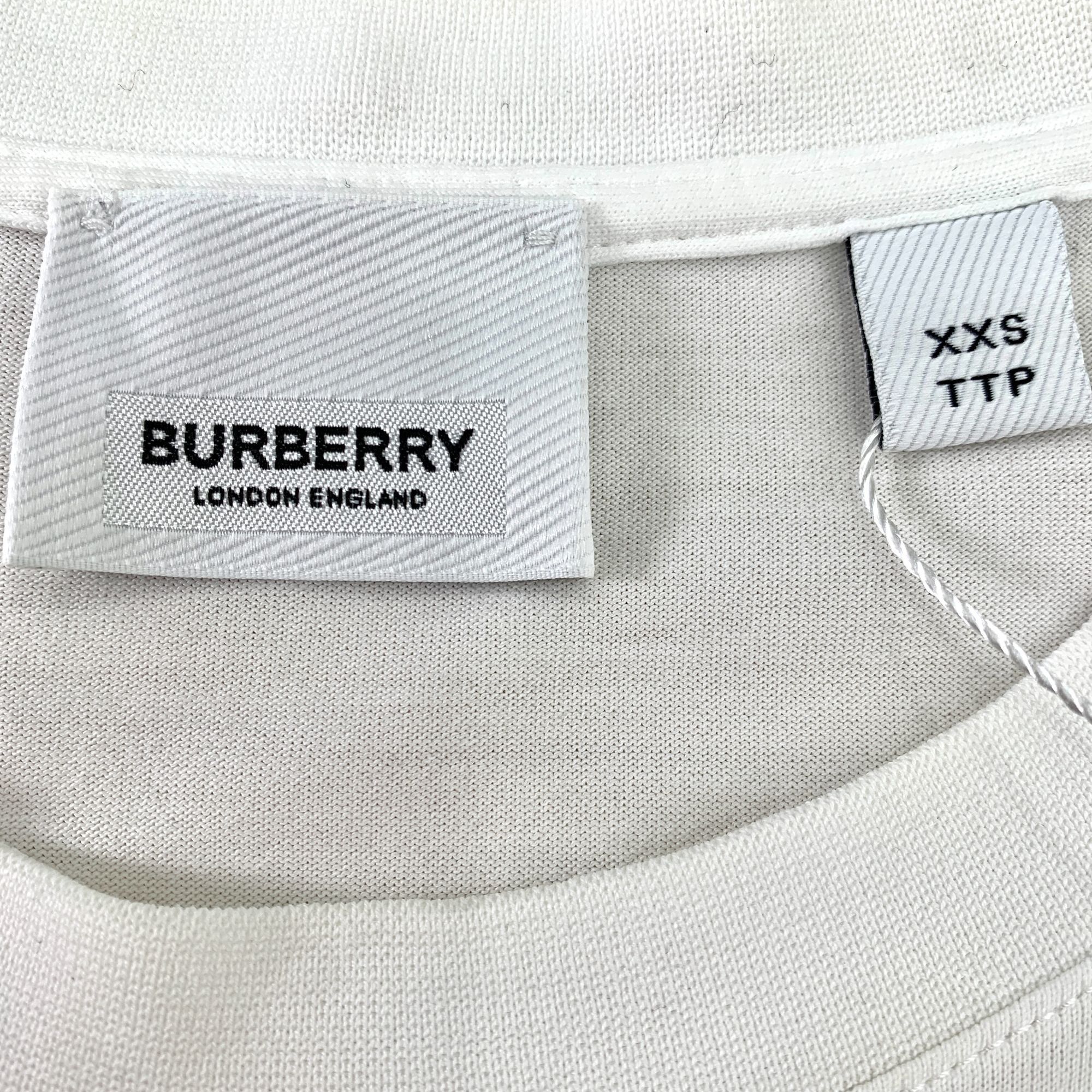 Burberry Burberry White Logo Printed Round Neck Cotton Short Sleeve T Size XXS / US 00 / IT 34 - 4 Thumbnail