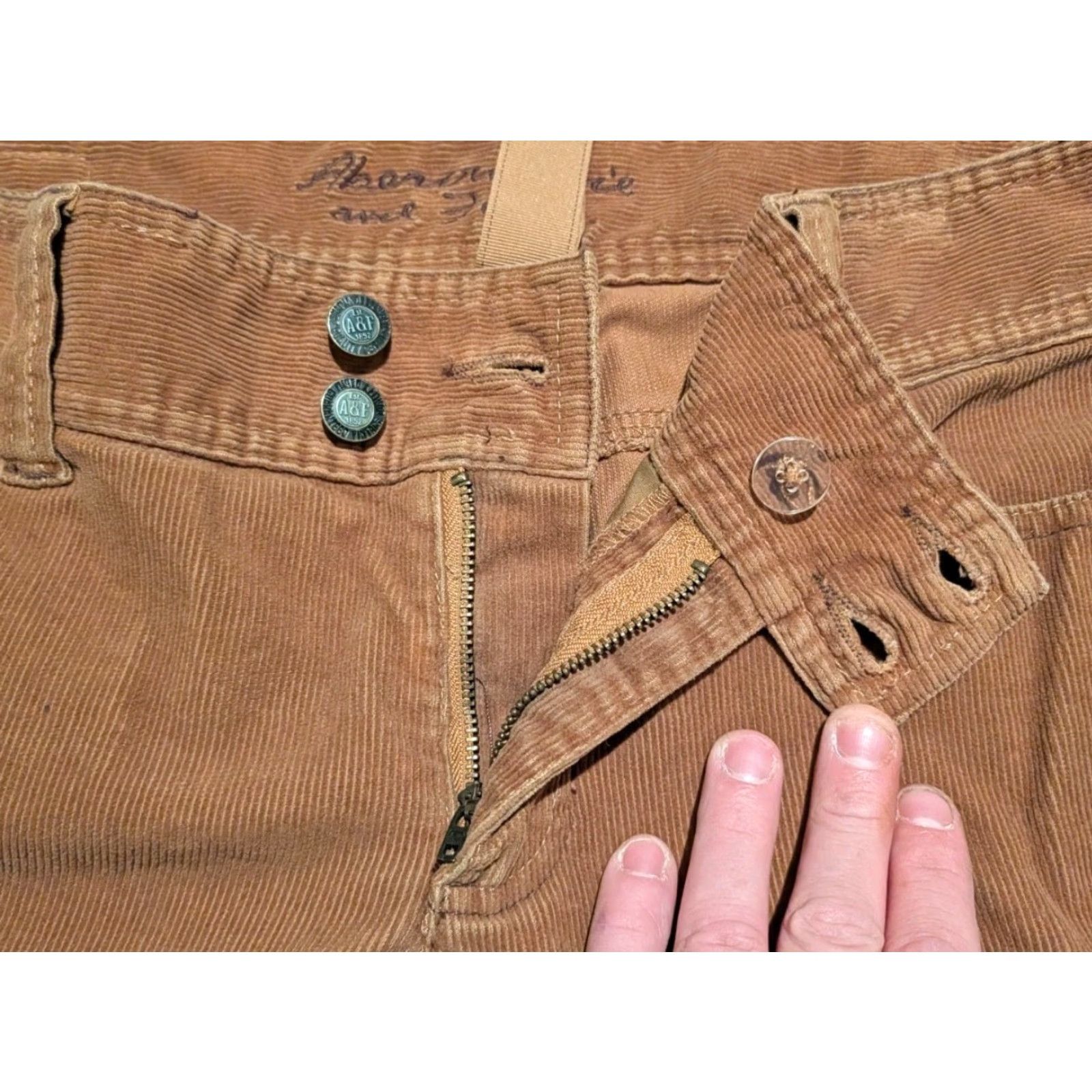 Abercrombie & Fitch VINTAGE Abercrombie & Fitch Pants Womens 10 Caramel Corduroy Low Rise Flared 90s Y2K Size 32" / US 10 / IT 46 - 7 Thumbnail