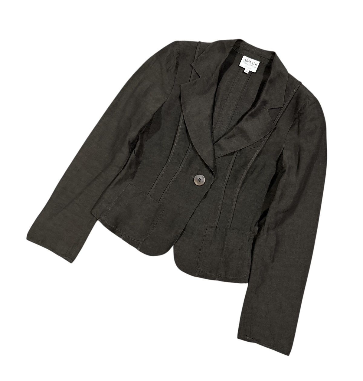 Armani Collezioni Vtg✅Luxury Armani Collezioni Silk Crop Jacket Made In Italy Size M / US 6-8 / IT 42-44 - 6 Thumbnail
