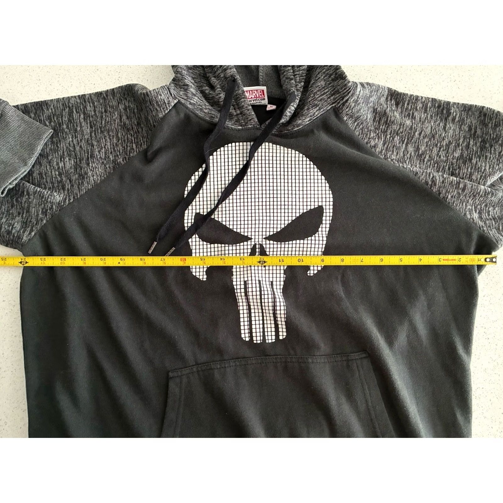 Vintage Marvel Punisher XL Black Hoodie Mens Textured Skull Pullover Official Comic Hero Size US XL / EU 56 / 4 - 4 Thumbnail