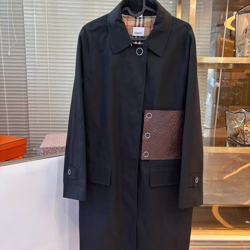 Burberry Black Cotton Long Coat for Women
