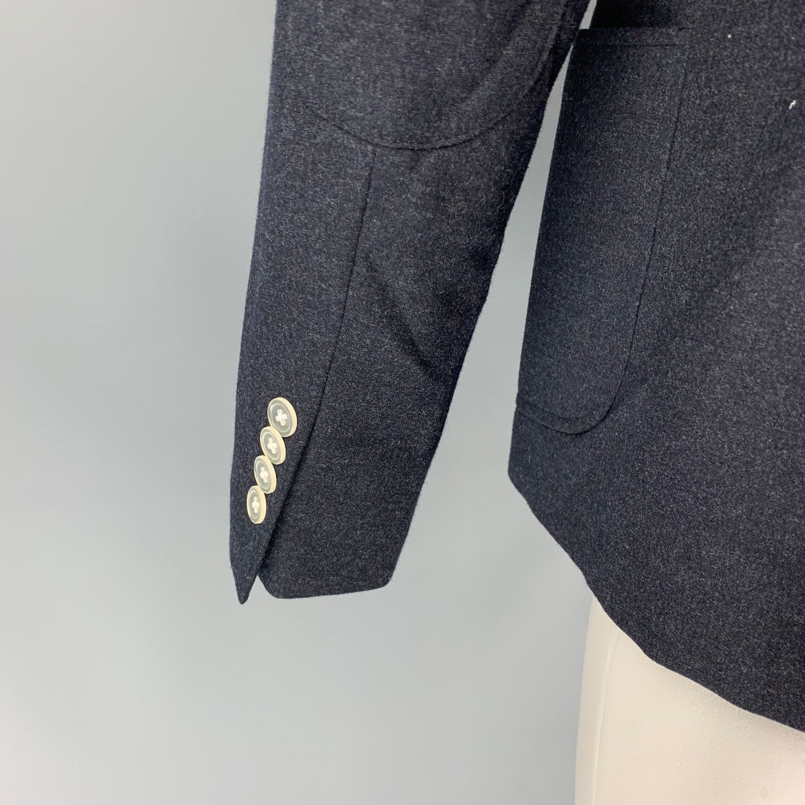 Band Of Outsiders Size 40 Grey Charcoal Wool Double Breasted Sport Coat Size 40R - 4 Thumbnail