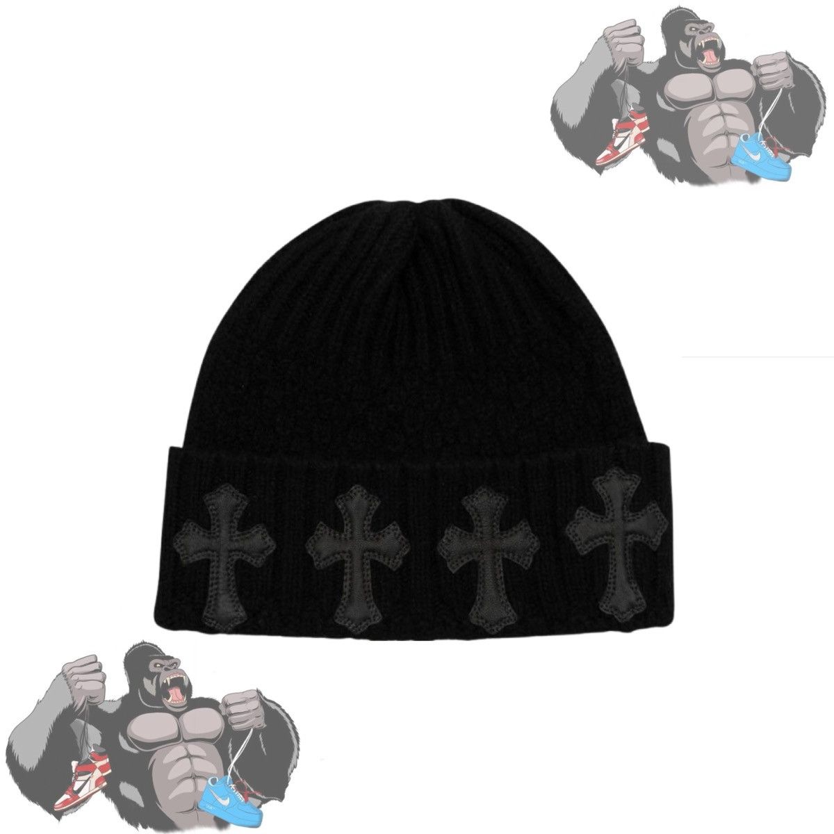 Chrome Hearts Chrome Hearts Hit and Run Patched Beanie Size ONE SIZE - 1 Thumbnail