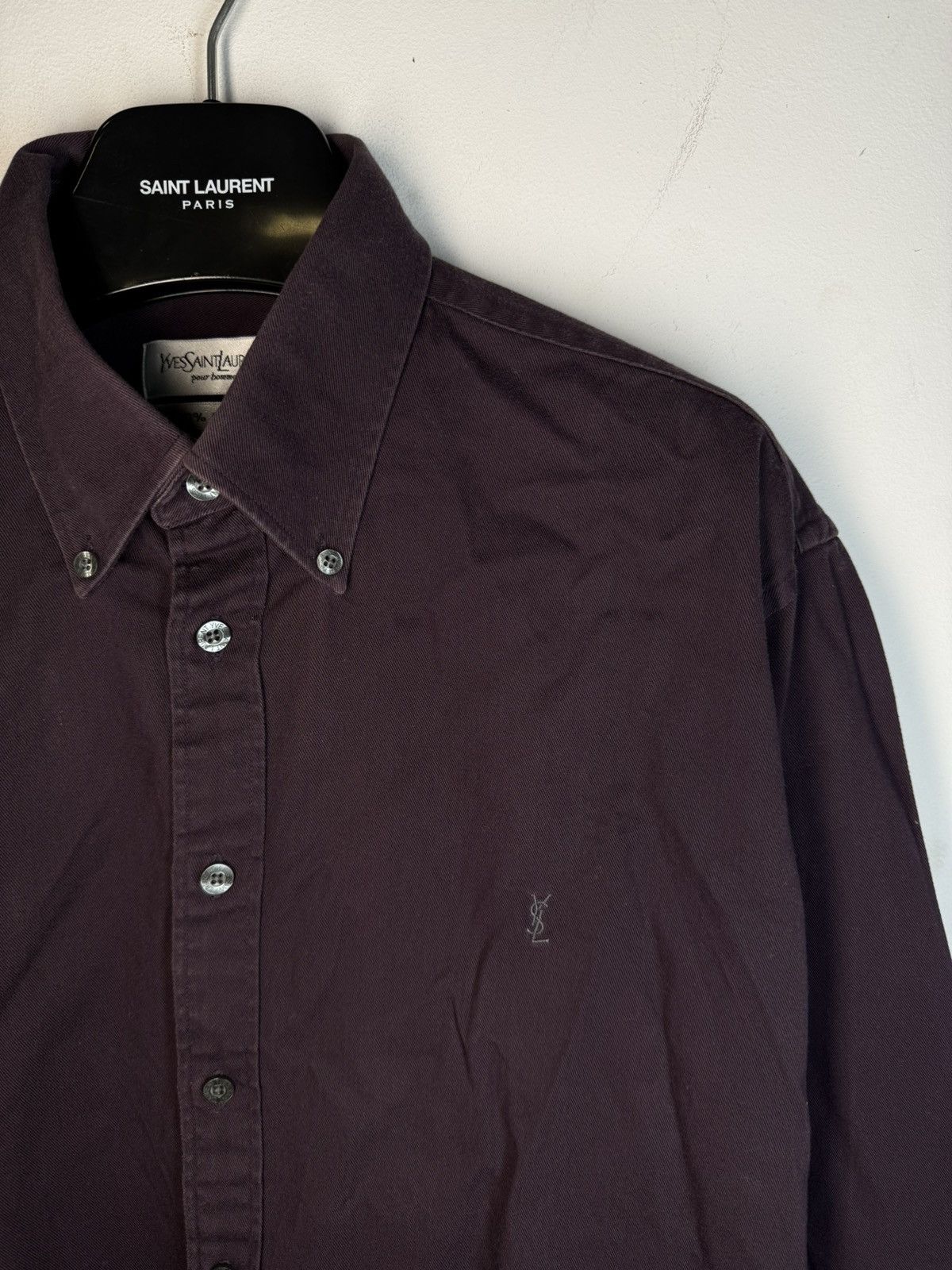 Yves Saint Laurent Heavy YSL Shirt Cotton Grey Size US L / EU 52-54 / 3 - 21 Thumbnail