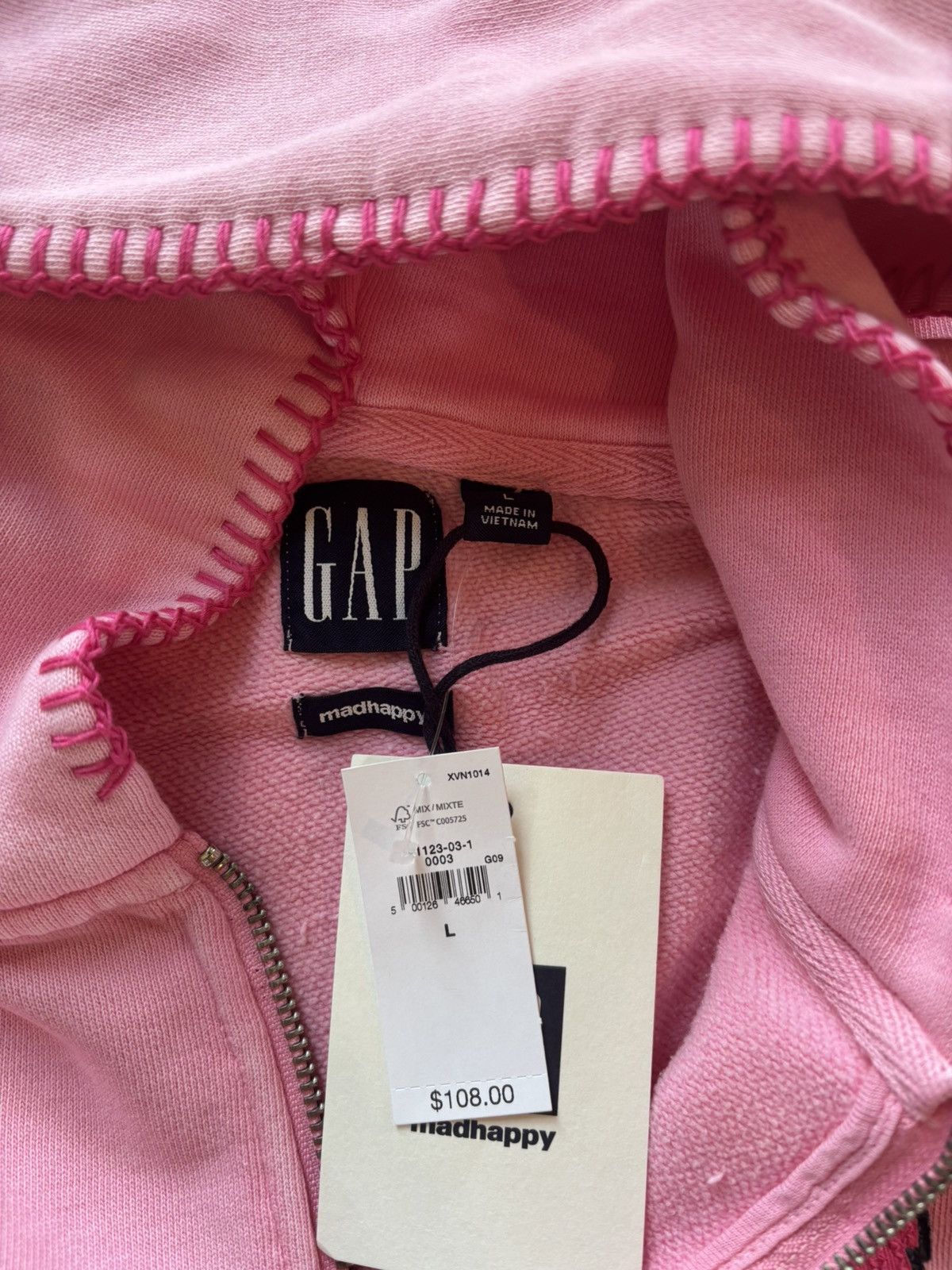 Gap × Madhappy Gap x MadHappy Pink Full Zip Cropped Mad Logo Hoodie Size L / US 10 / IT 46 - 5 Thumbnail