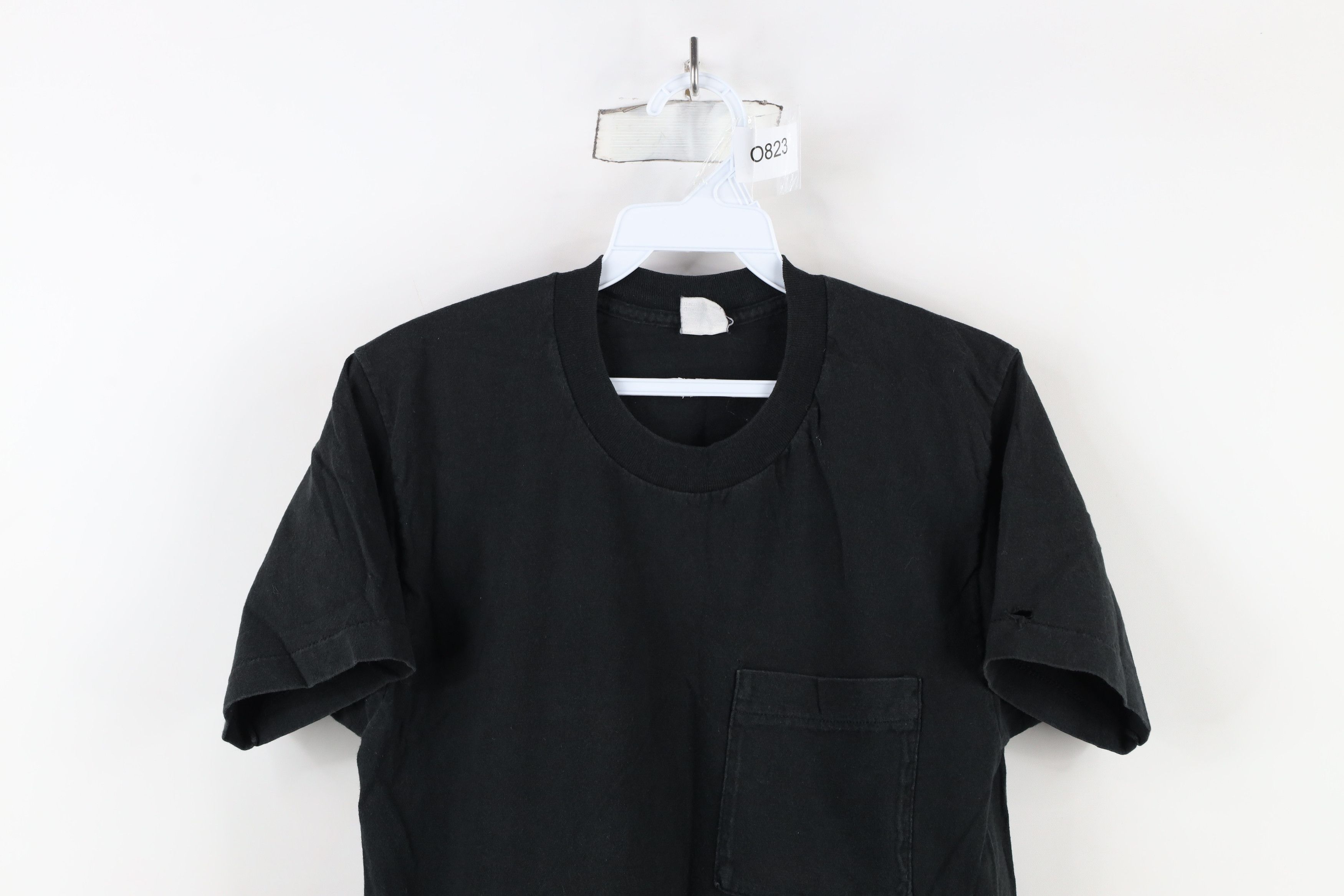Vintage Vintage 90s Streetwear Blank Cotton Pocket T-Shirt Black USA Size US M / EU 48-50 / 2 - 2 Thumbnail