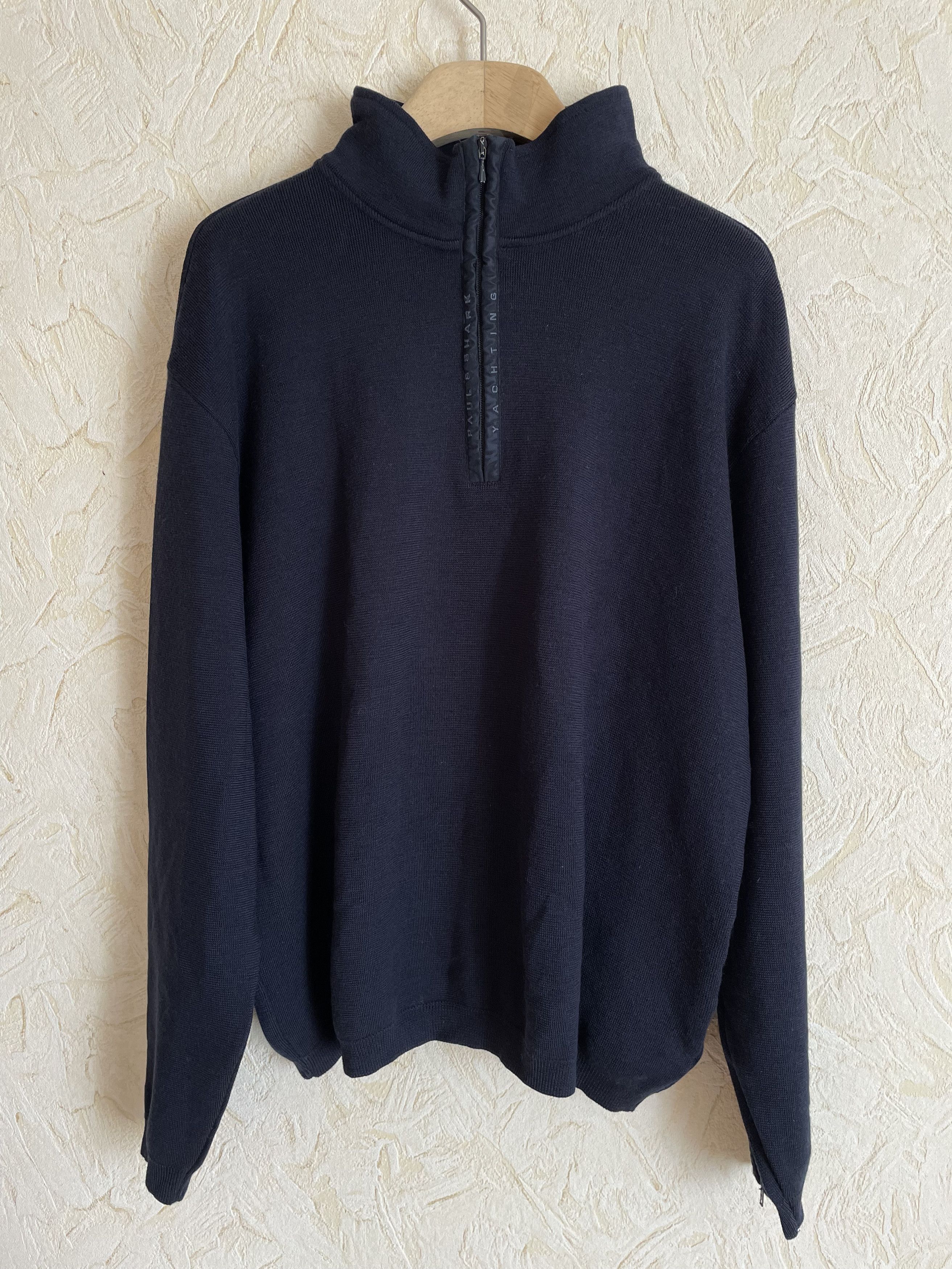 PAUL & SHARK offers YACHTING 1/4 Zip Wool Logo Sweater Pullover Navy Blue Mens 2XL XXL