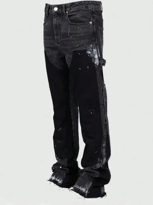 Japanese Brand Rumiko x Rieko Distressed Painted Y2k Straight Leg Jeans Size US 32 / EU 48 - 6 Thumbnail