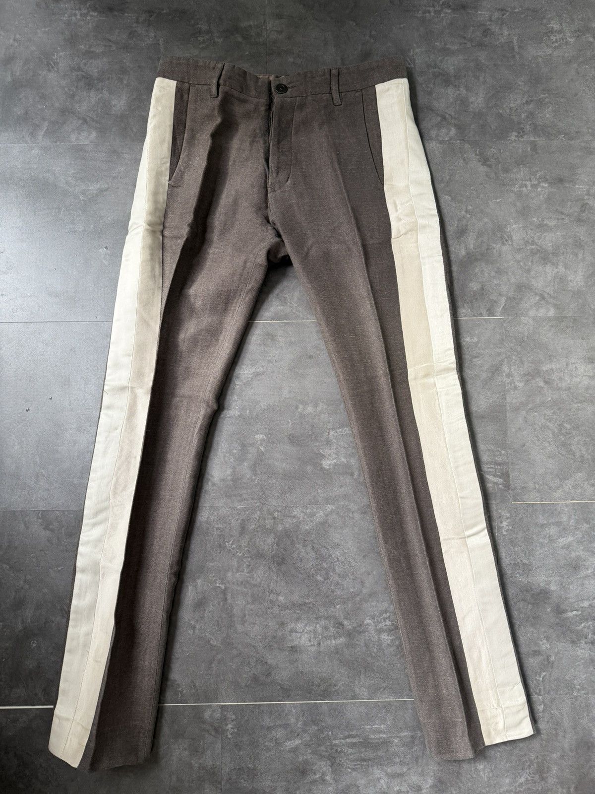 Rick Owens F/W 06 "DUSTULATOR" Striped Runway Linen & Cotton Pants M Size US 32 / EU 48 - 1 Thumbnail