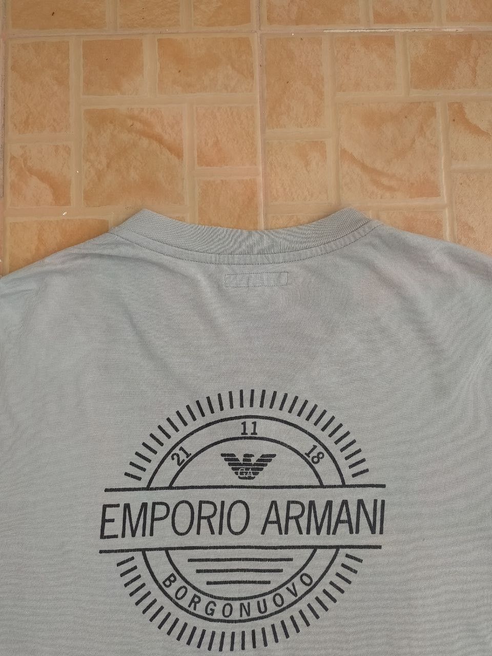 Emporio Armani VINTAGE EMPORIO ARMANI V-NECK LOGO BACK T-SHIRT GRAY Size US S / EU 44-46 / 1 - 6 Thumbnail