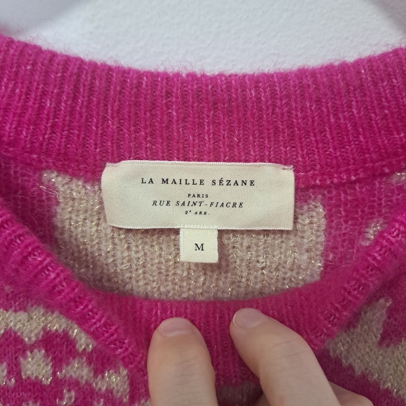 Sezane Sezane Pink and Cream Paisley Sweater Size M / US 6-8 / IT 42-44 - 4 Thumbnail