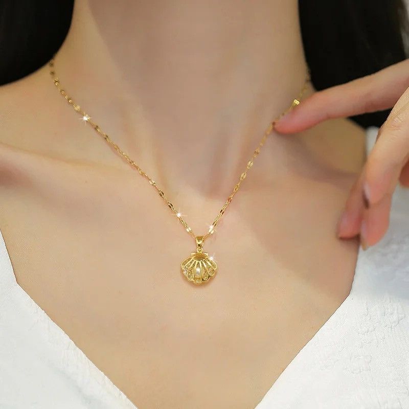 Jewelry Vintage Hollow Shell Pearl Necklace Size ONE SIZE - 3 Thumbnail