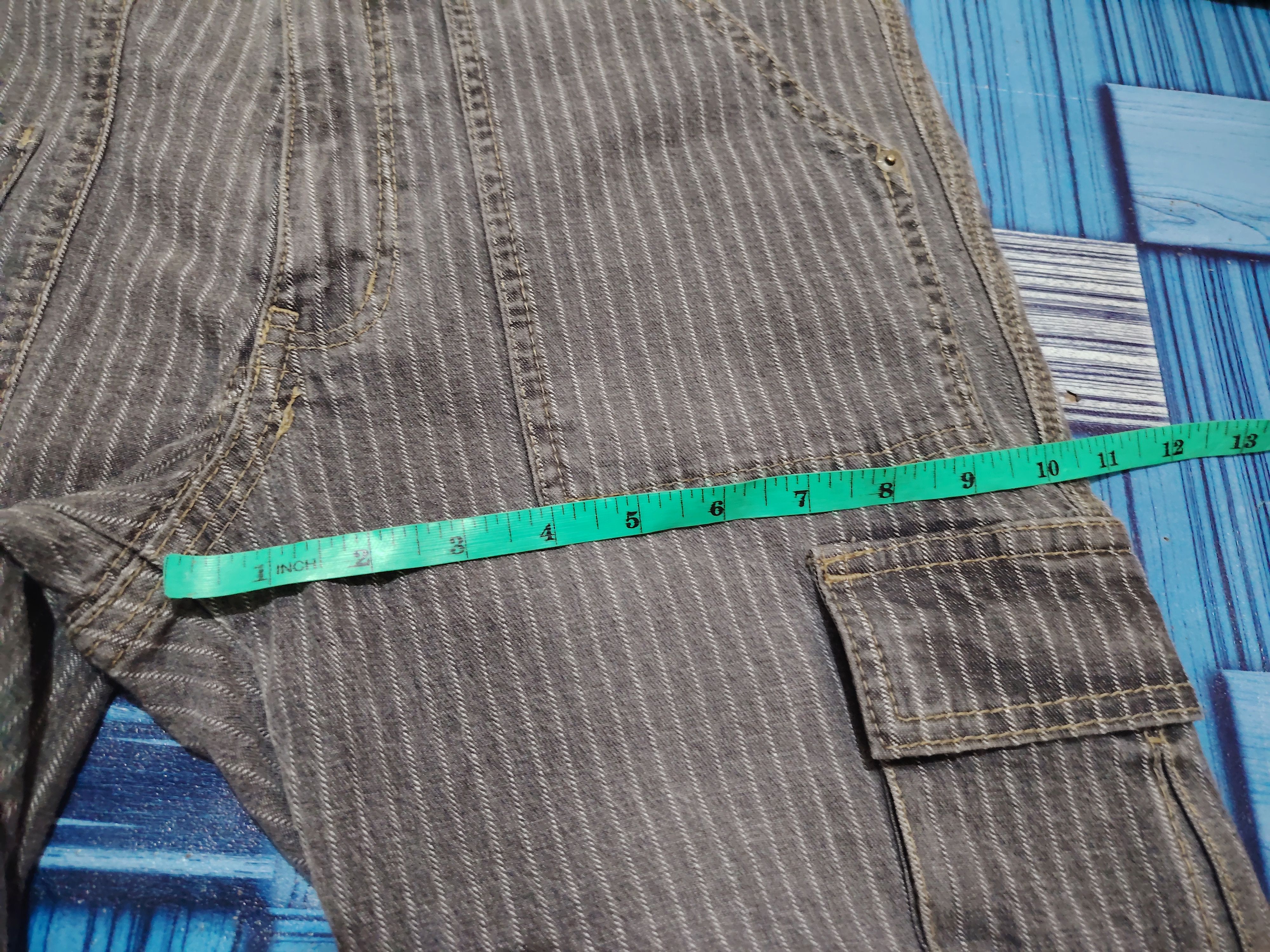 5351 POUR LES HOMMES Dogman Selected Cargo Multipocket Striped Stretch Pants Size US 35 - 20 Thumbnail