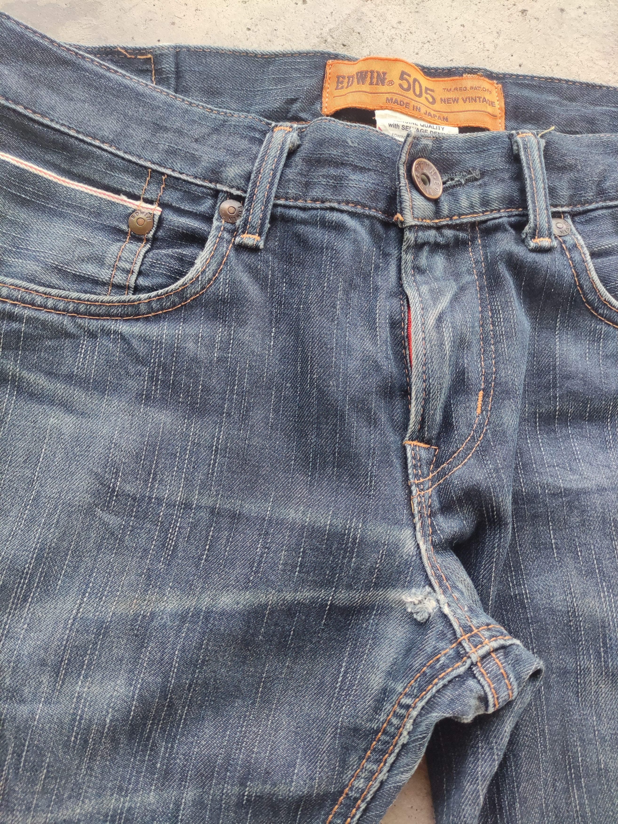 Edwin Vintage Edwin Japan Selvage Distressed Faded Denim Size US 34 / EU 50 - 10 Thumbnail
