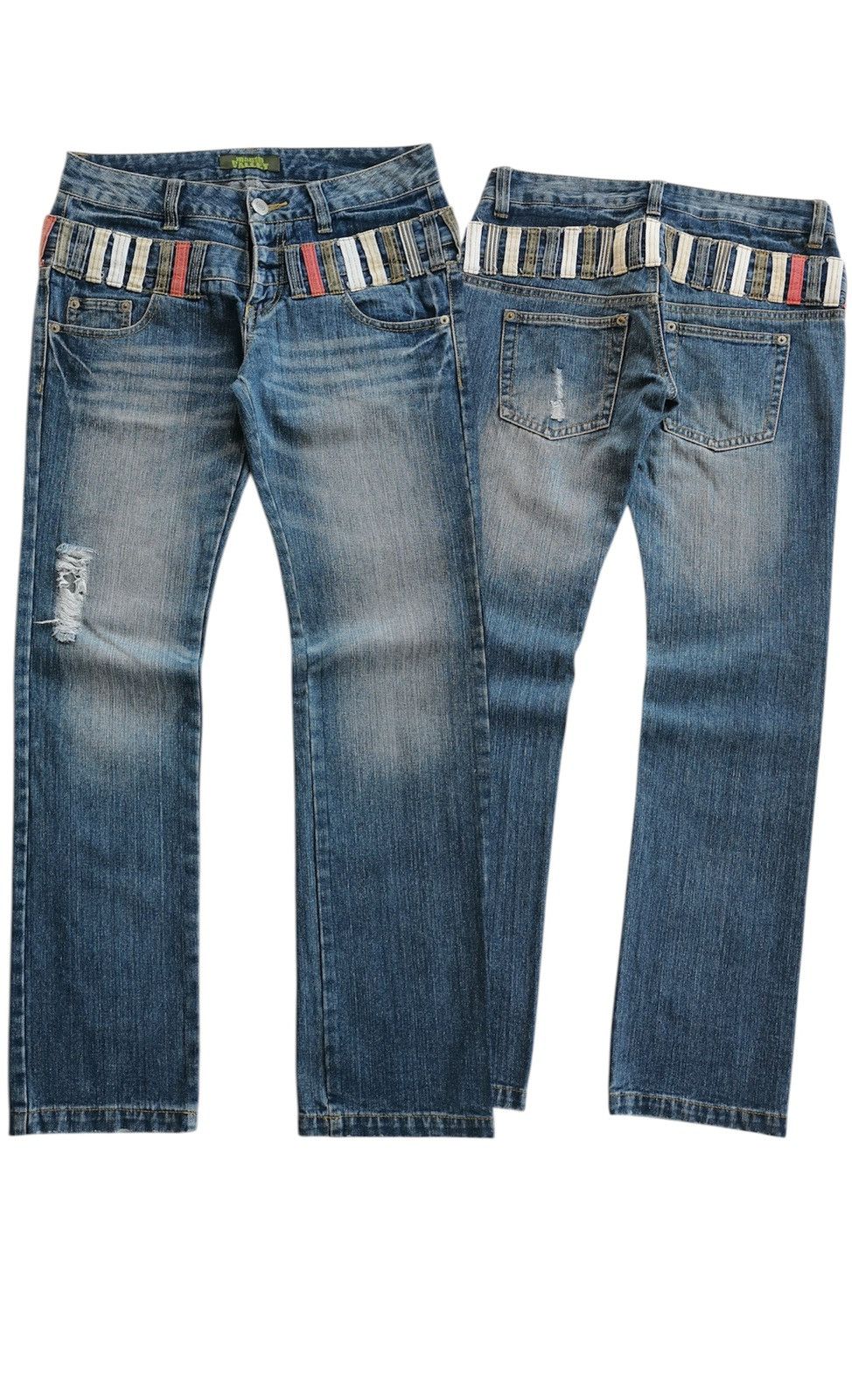 Japanese Brand Mouth Valley Double Waist Distressed Jeans Size US 30 / EU 46 - 1 Thumbnail