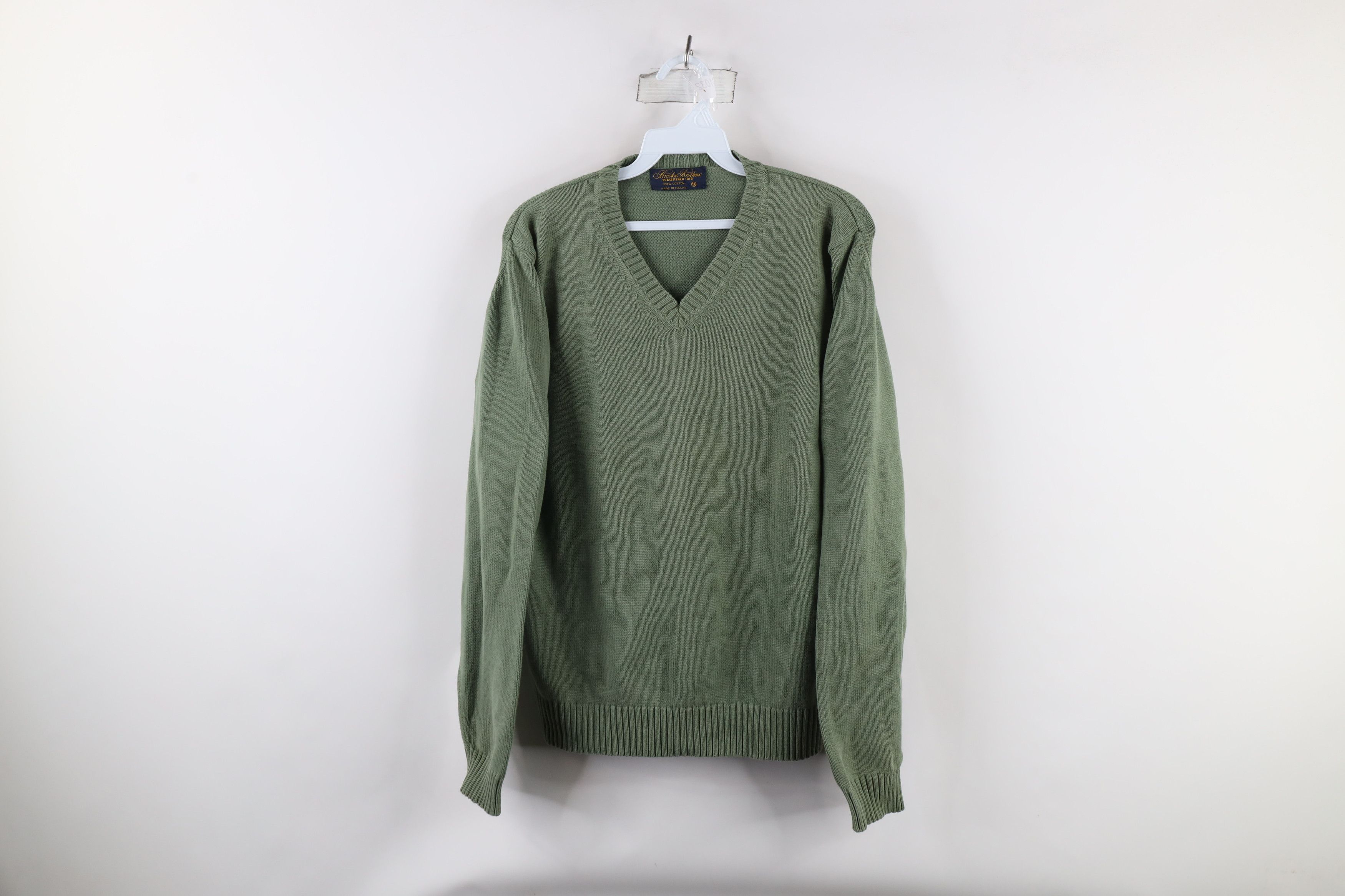 Brooks Brothers × Vintage Vintage 80s 90s Brooks Brothers Blank Cotton Knit Sweater Size US S / EU 44-46 / 1 - 1 Thumbnail
