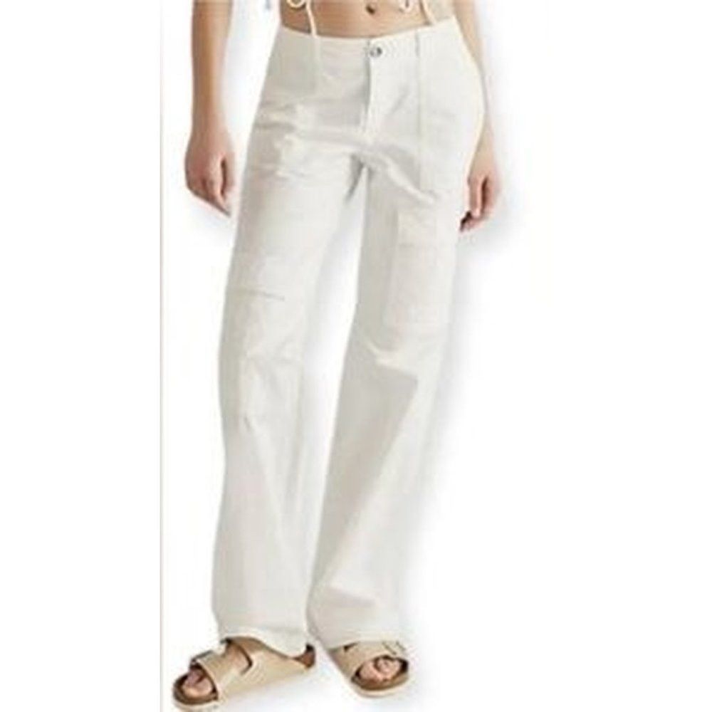 Free People New Free People Cotton Cargo Pants White Size 10 Size 28" / US 6 / IT 42 - 1 Thumbnail