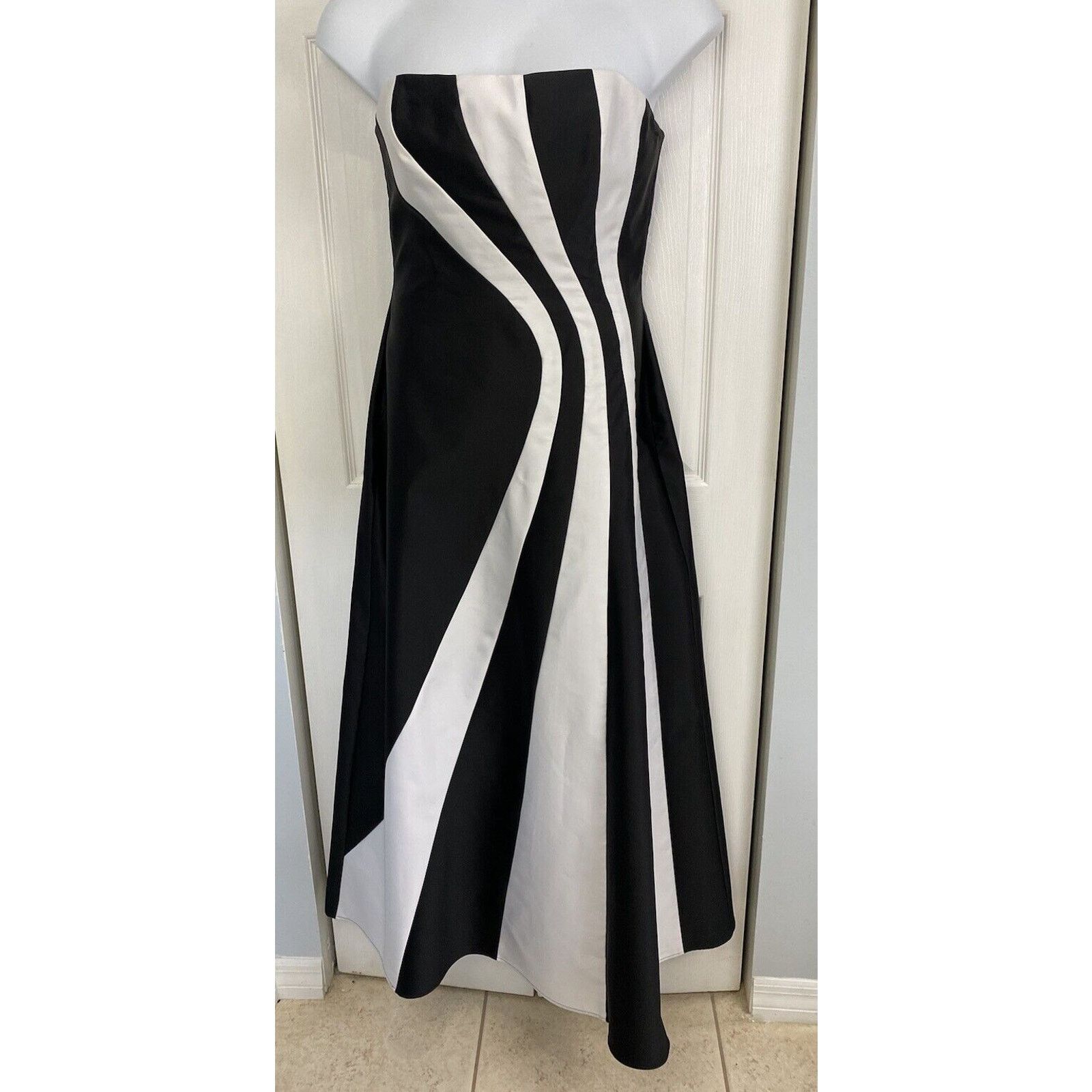 Other Cache Black Dress Maxi Gown 90s Y2k Strapless Black White 12 Size XL / US 12-14 / IT 48-50 - 1 Thumbnail