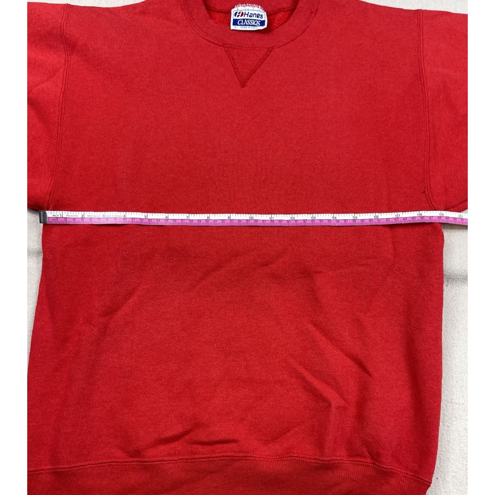 Hanes VINTAGE Hanes Sweatshirt Red Crewneck L Mens 90s Unisex Adults Cotton Polyester Fleece Made in USA Size US L / EU 52-54 / 3 - 4 Thumbnail