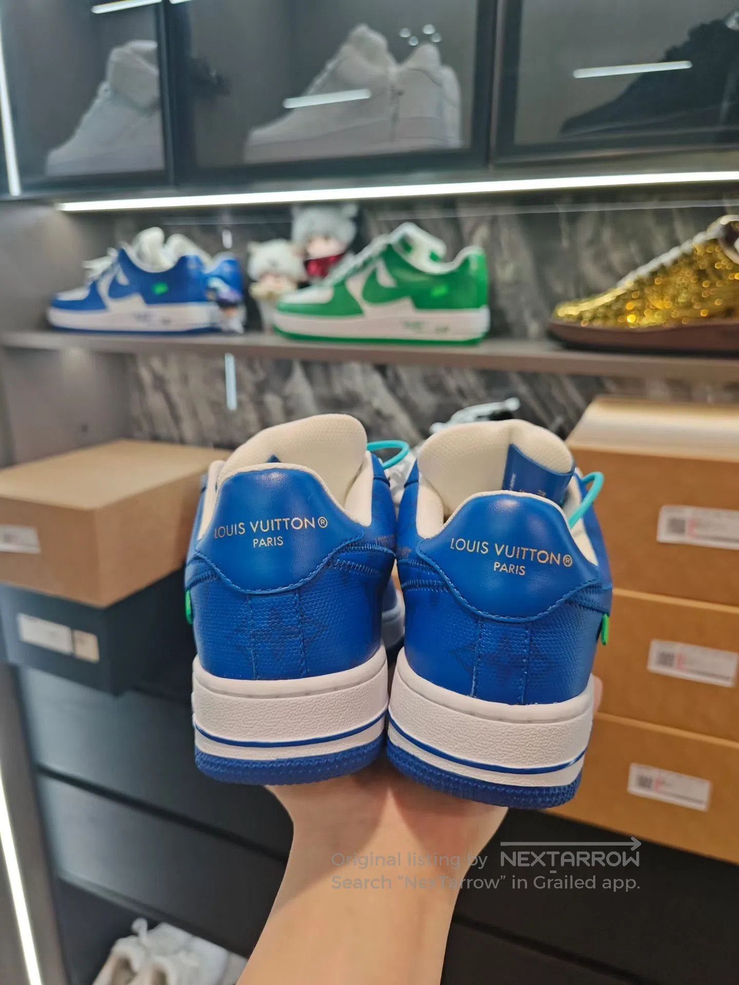 Louis Vuitton Nike Air Force 1 Blue White. Size US 7 / IT 37 - 3 Thumbnail