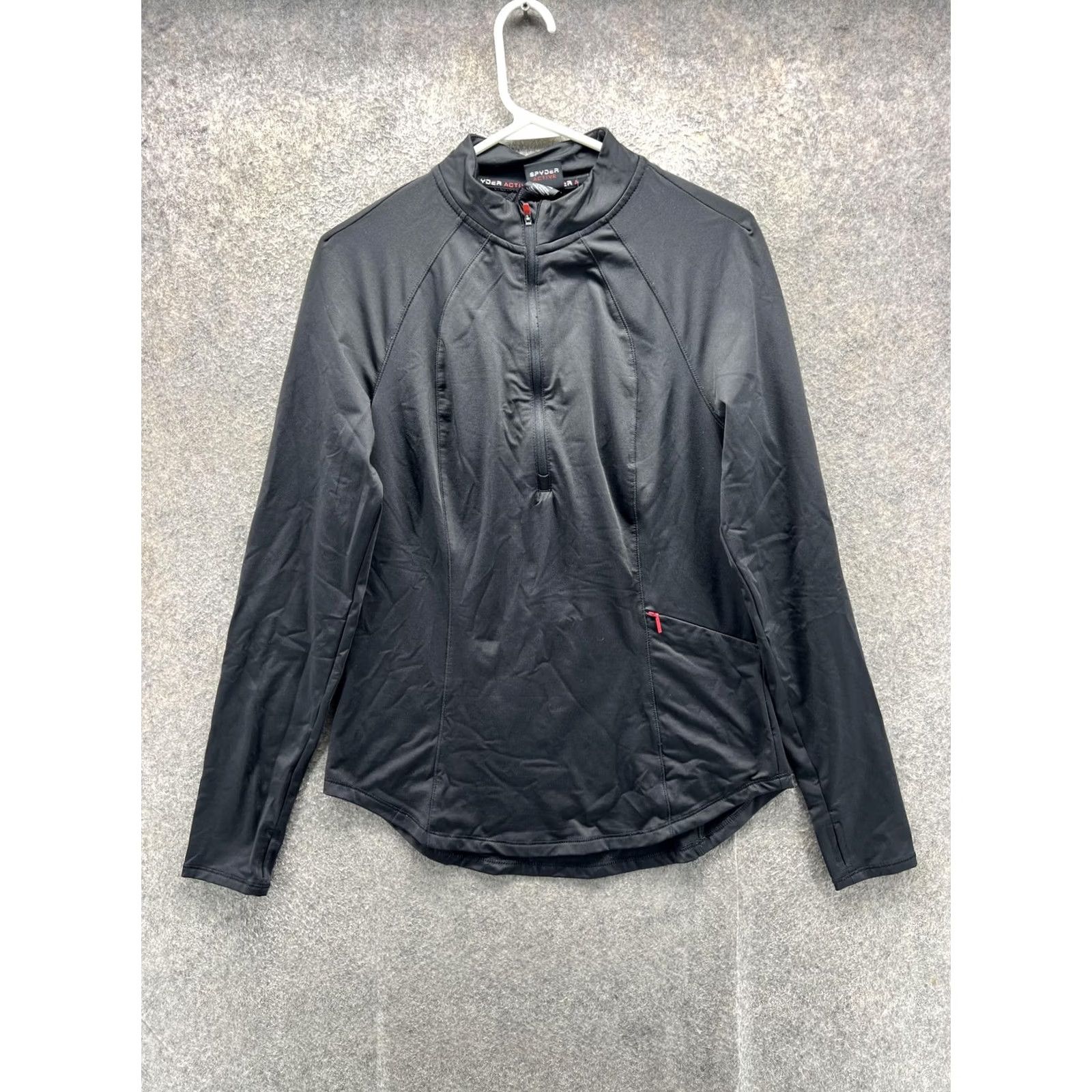 Spyder Spyder Active Pullover Womens Medium Black 1/4 Zip Long Sleeve Performance Top Shirt Womens M Black 90% Polyester 10% Spandex Activewear 4 Seasons Size M / US 6-8 / IT 42-44 - 2 Thumbnail