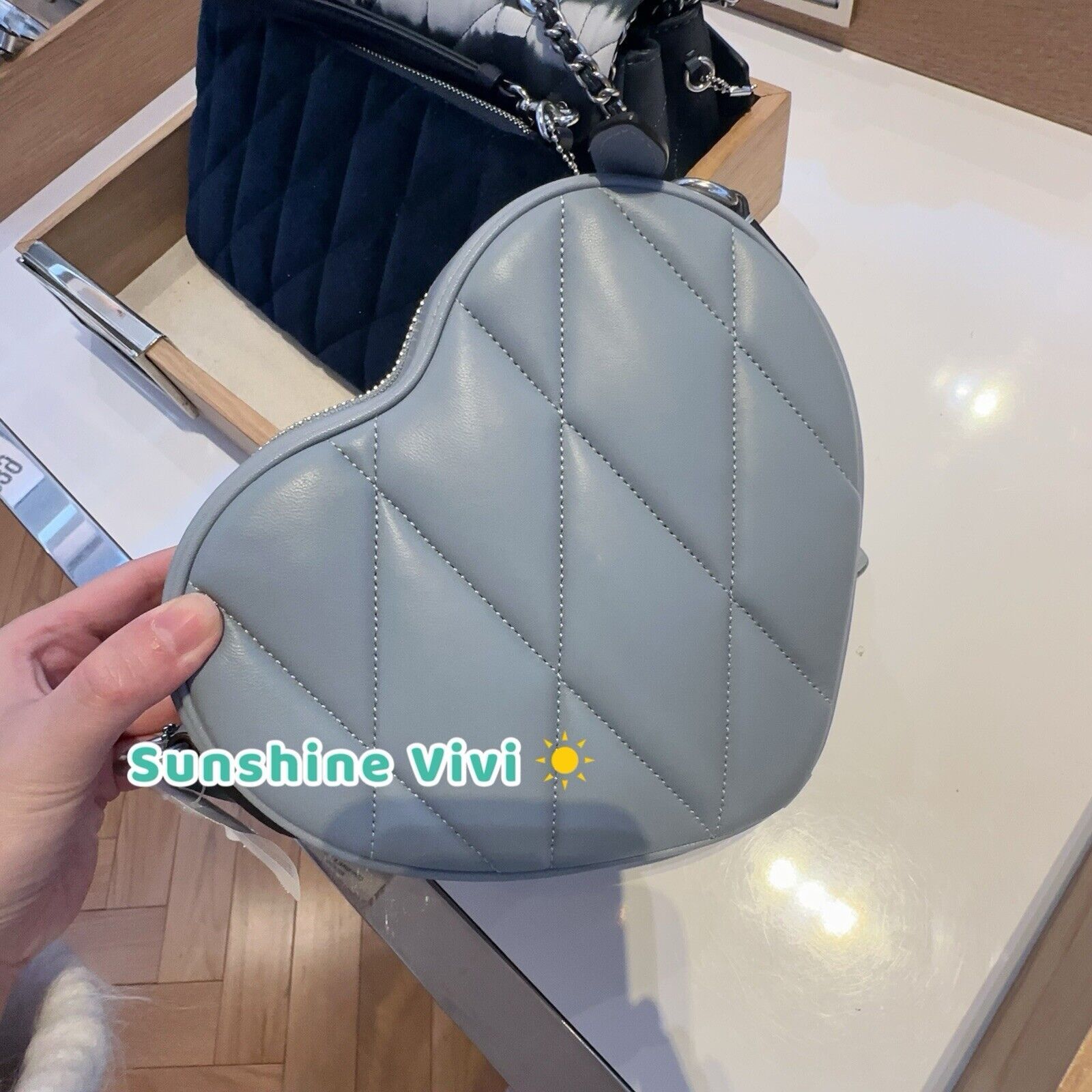 Coach Coach Heart Crossbody Bag Quilting Leather CE725 Grey Blue Size ONE SIZE - 4 Thumbnail