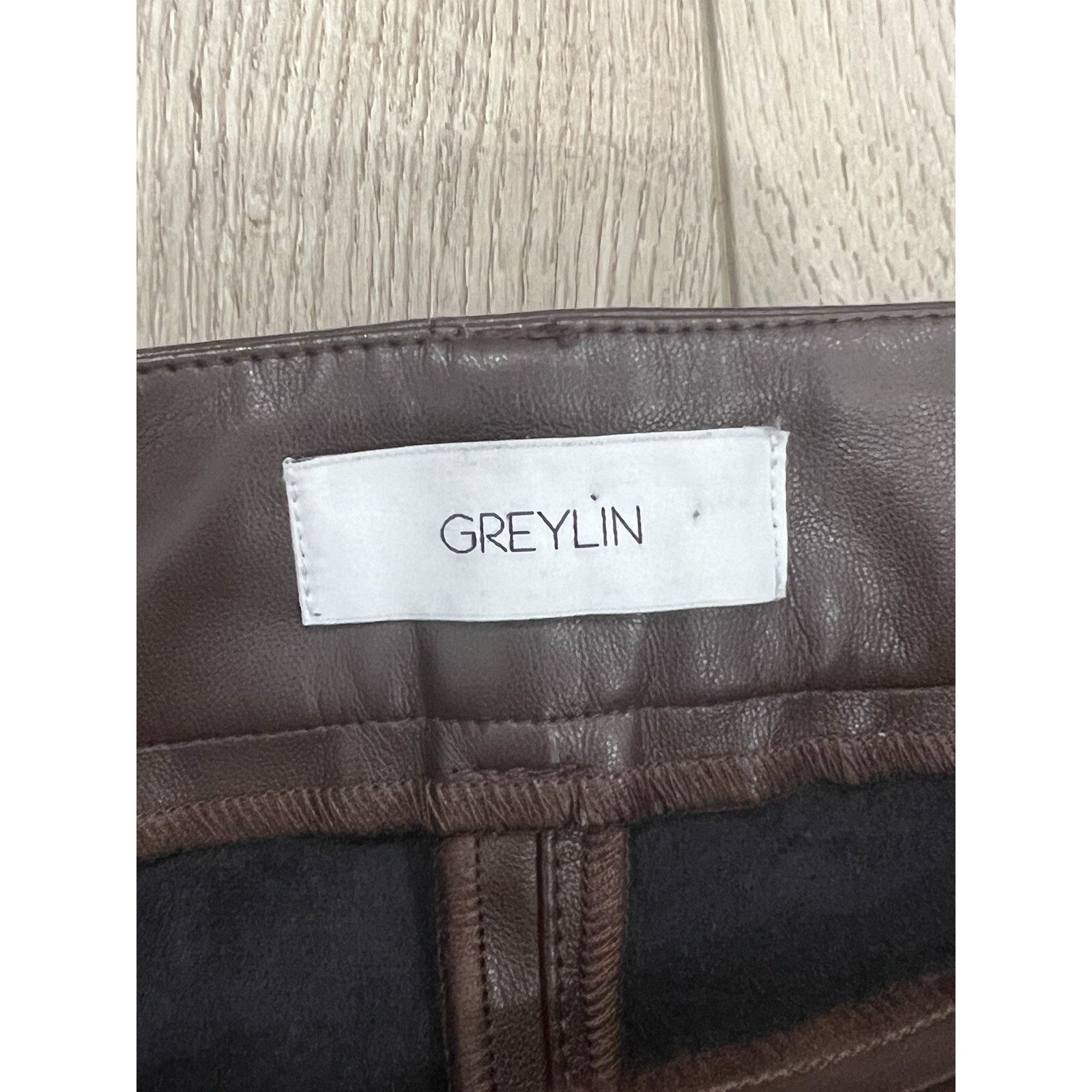 Leather Greylin Vegan Leather Brown Pants Women’s Streetwear City Size 28" / US 6 / IT 42 - 2 Thumbnail